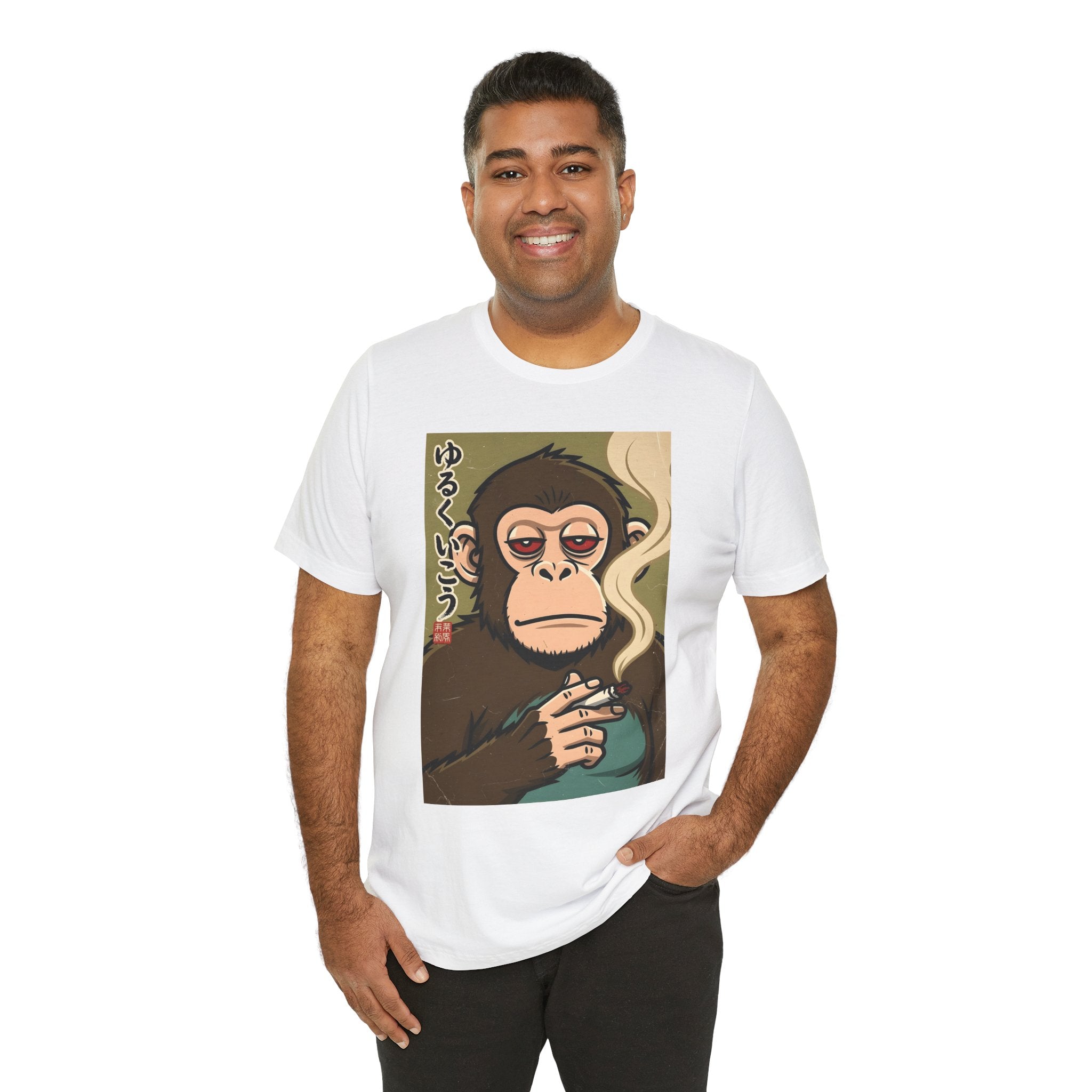 Smoking Monkey Graphic Tee — Japanese Retro Ape Illustration T-Shirt