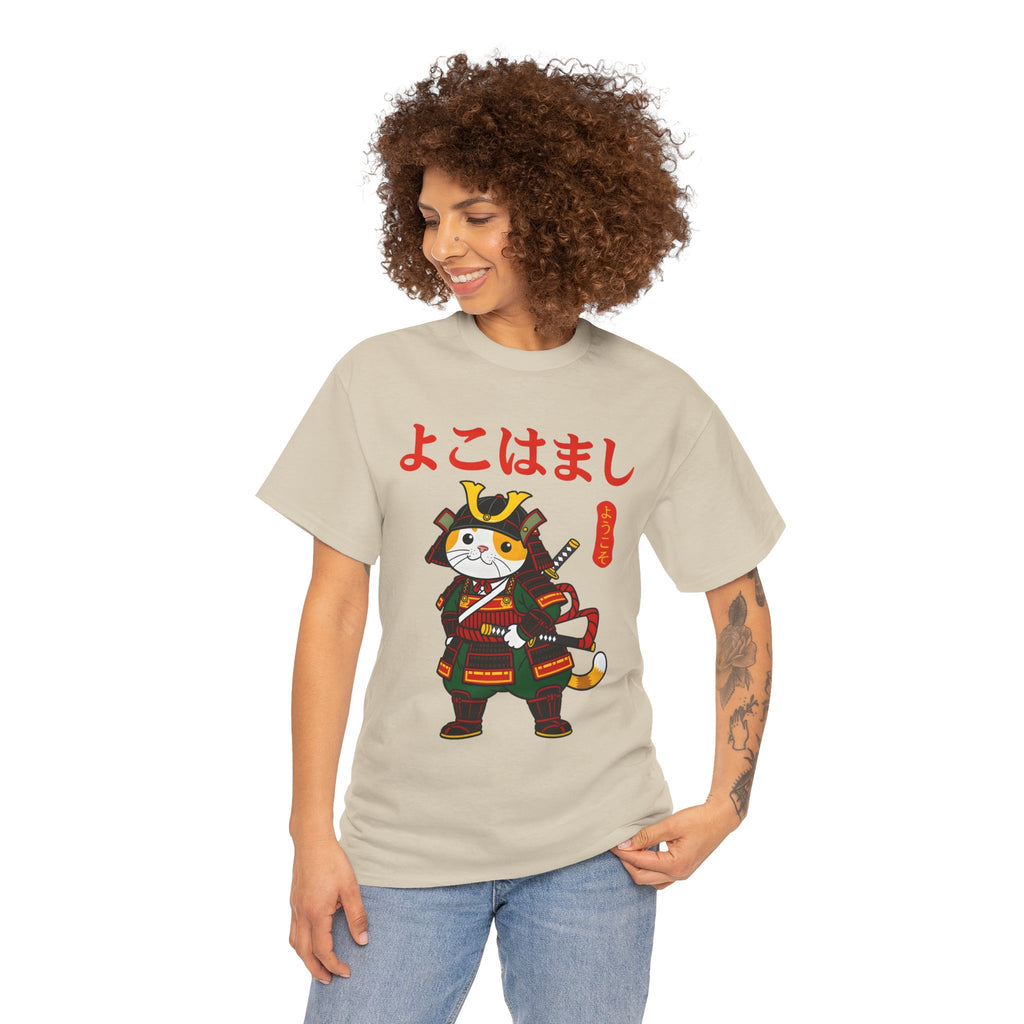 Samurai Cat T-Shirt — 'よこはまし' Japanese Yokohama Cute Warrior Tee