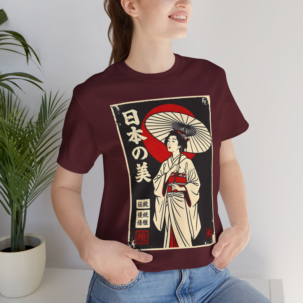 Geisha Umbrella T‑Shirt — Japanese Beauty Vintage Ukiyo-e Tee