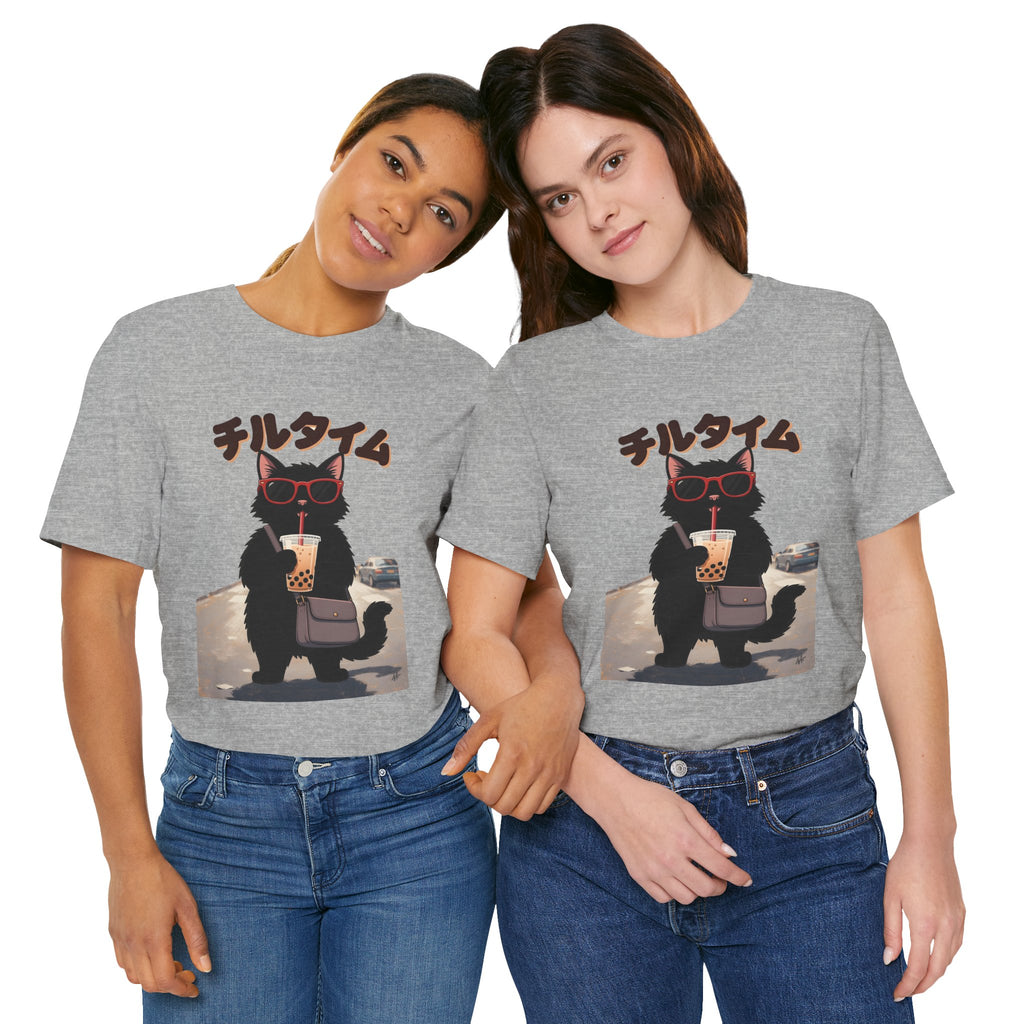 Boba Cat Tee — Cute Cat Drinking Bubble Tea Graphic T-Shirt
