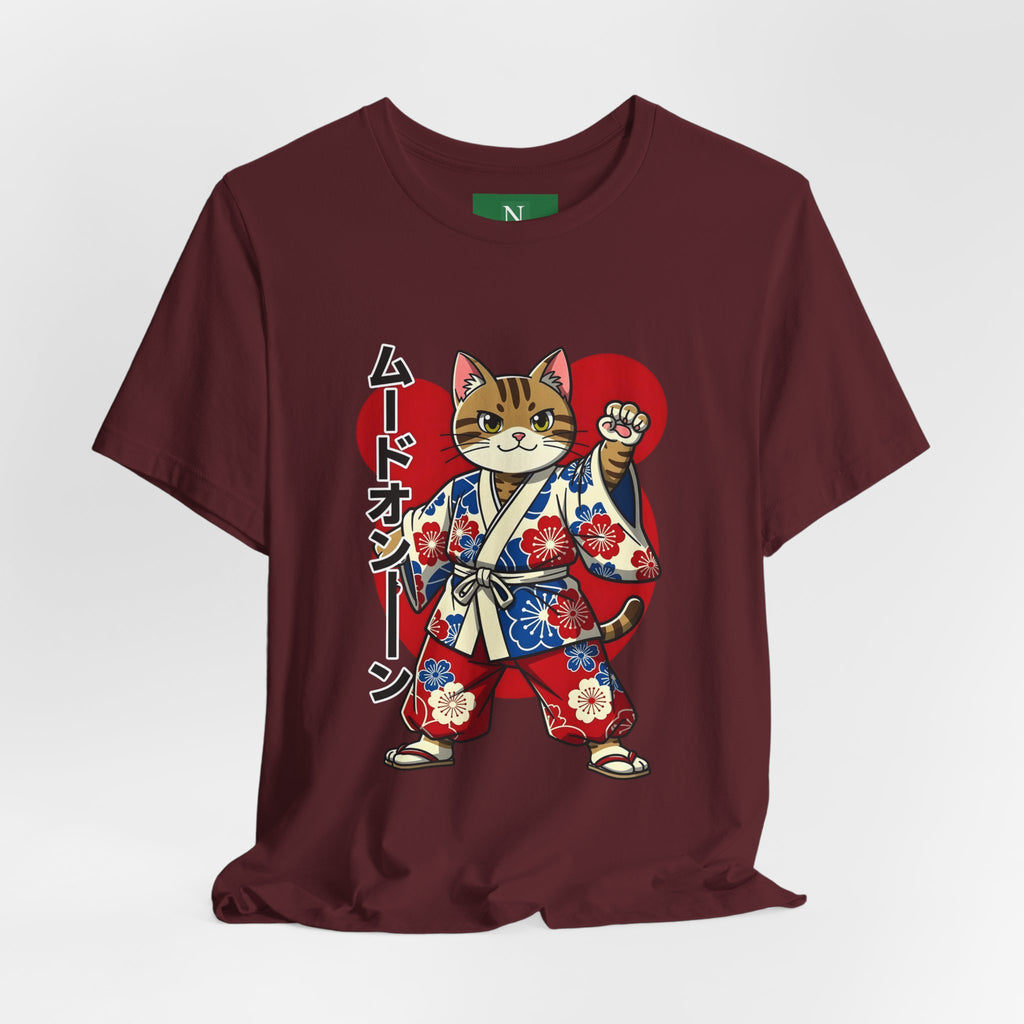 Samurai Cat T‑Shirt — Kawaii Japanese Kimono Cat Graphic Tee