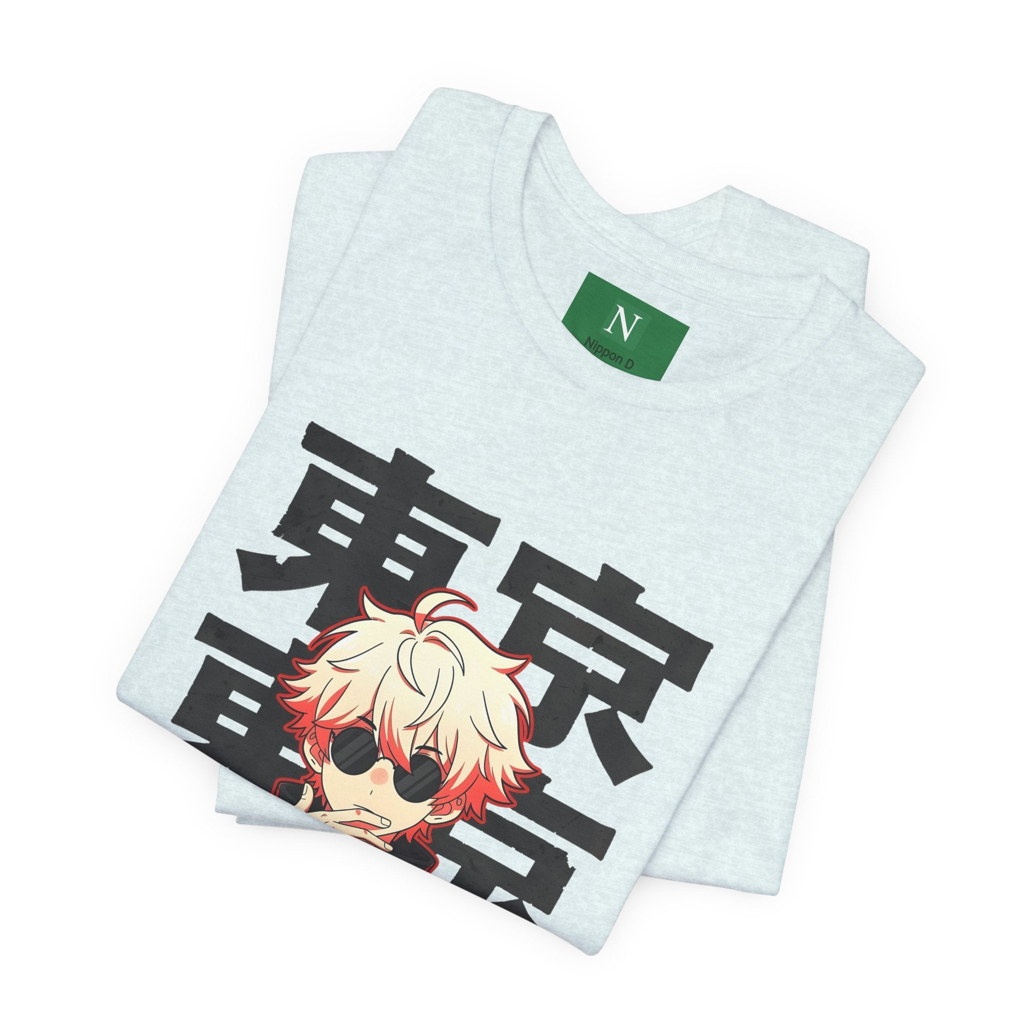 Tokyo Anime Graphic Tee — Blond Character with Kanji "東京"