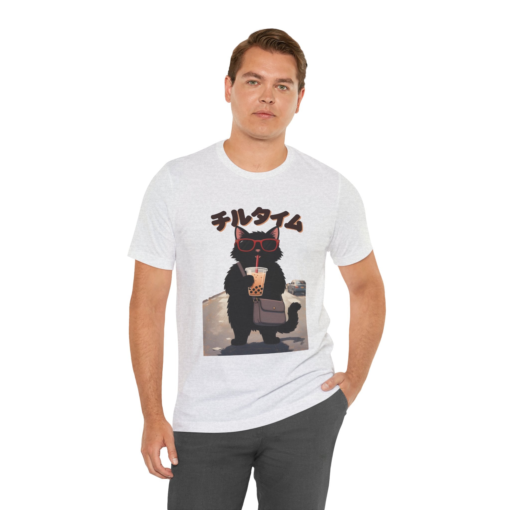 Boba Cat Tee — Cute Cat Drinking Bubble Tea Graphic T-Shirt