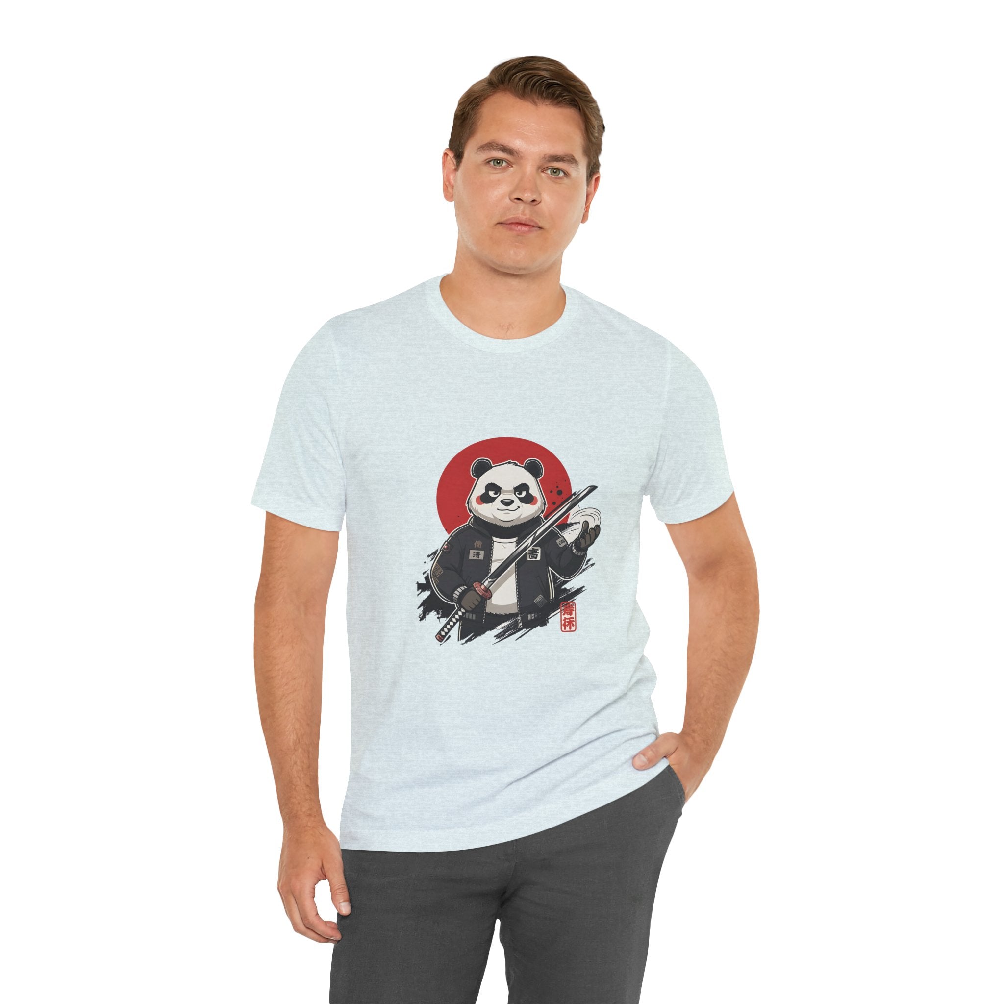 Samurai Panda T-Shirt — Cute Warrior Graphic Tee with Red Sun