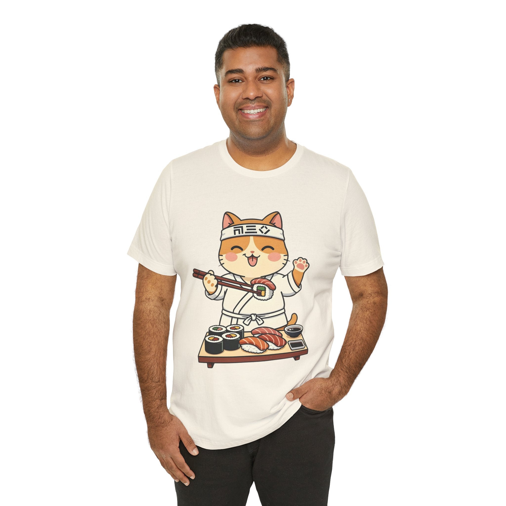 Sushi Chef Cat T‑Shirt — Cute Kawaii Cat Making Sushi Graphic Tee