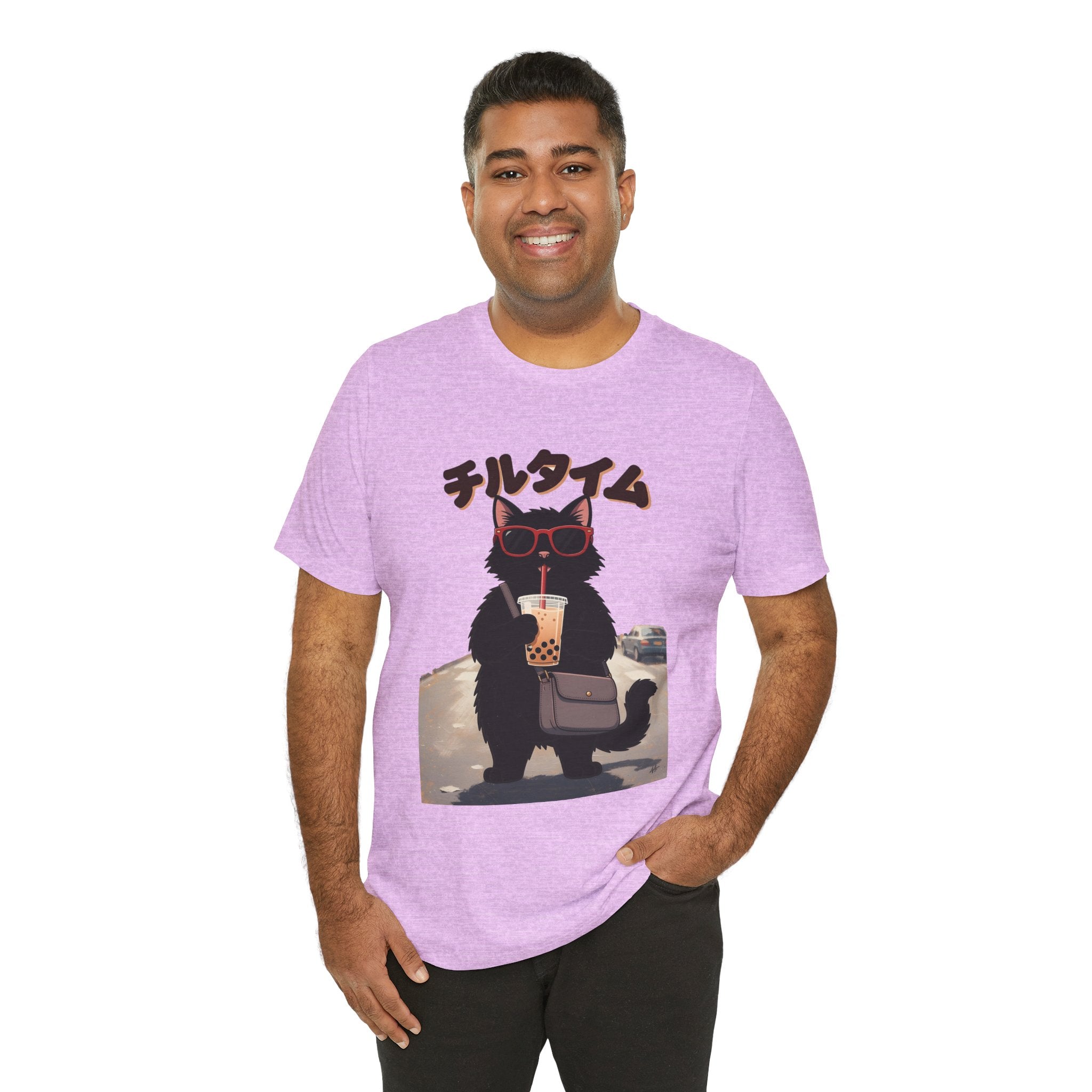 Boba Cat Tee — Cute Cat Drinking Bubble Tea Graphic T-Shirt