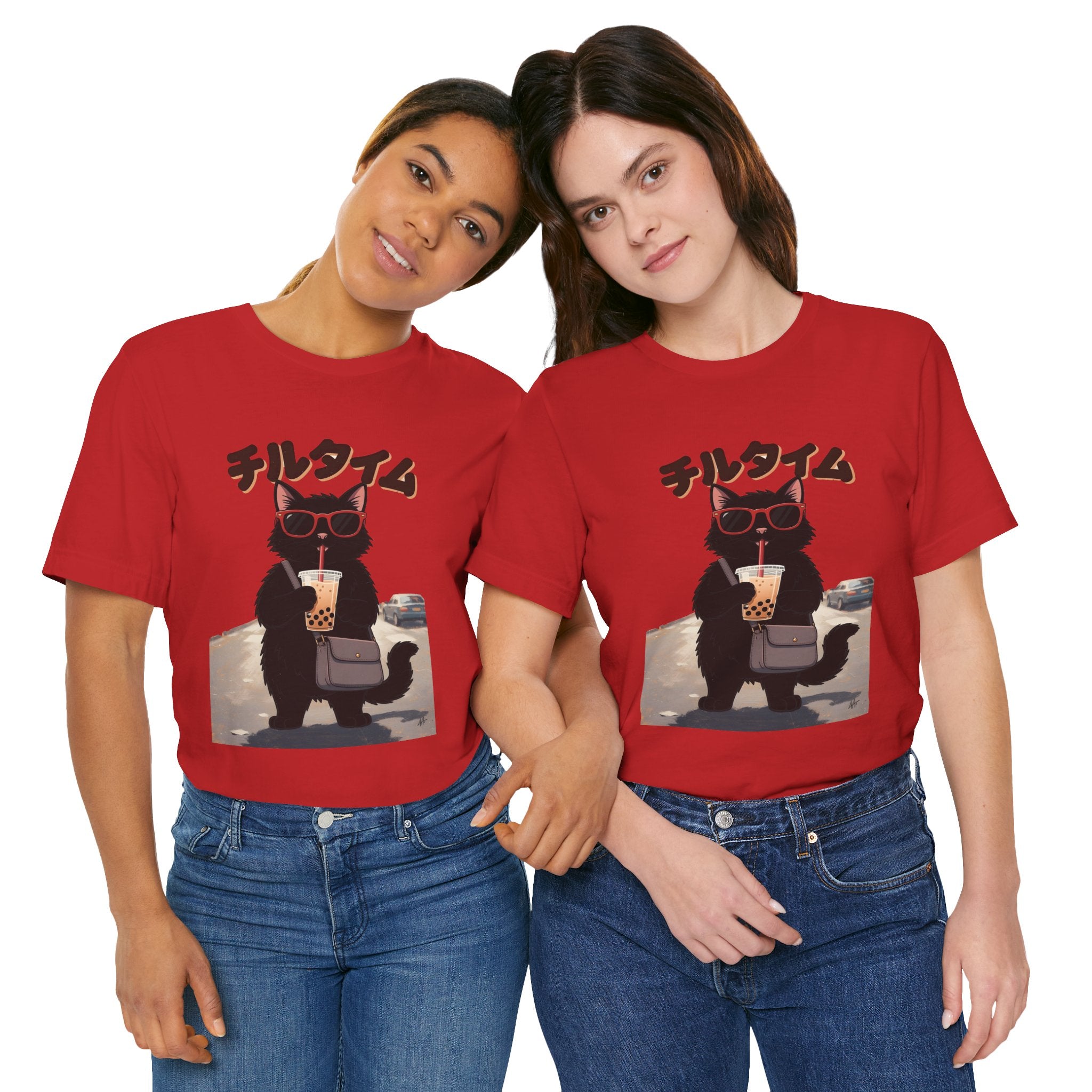 Boba Cat Tee — Cute Cat Drinking Bubble Tea Graphic T-Shirt