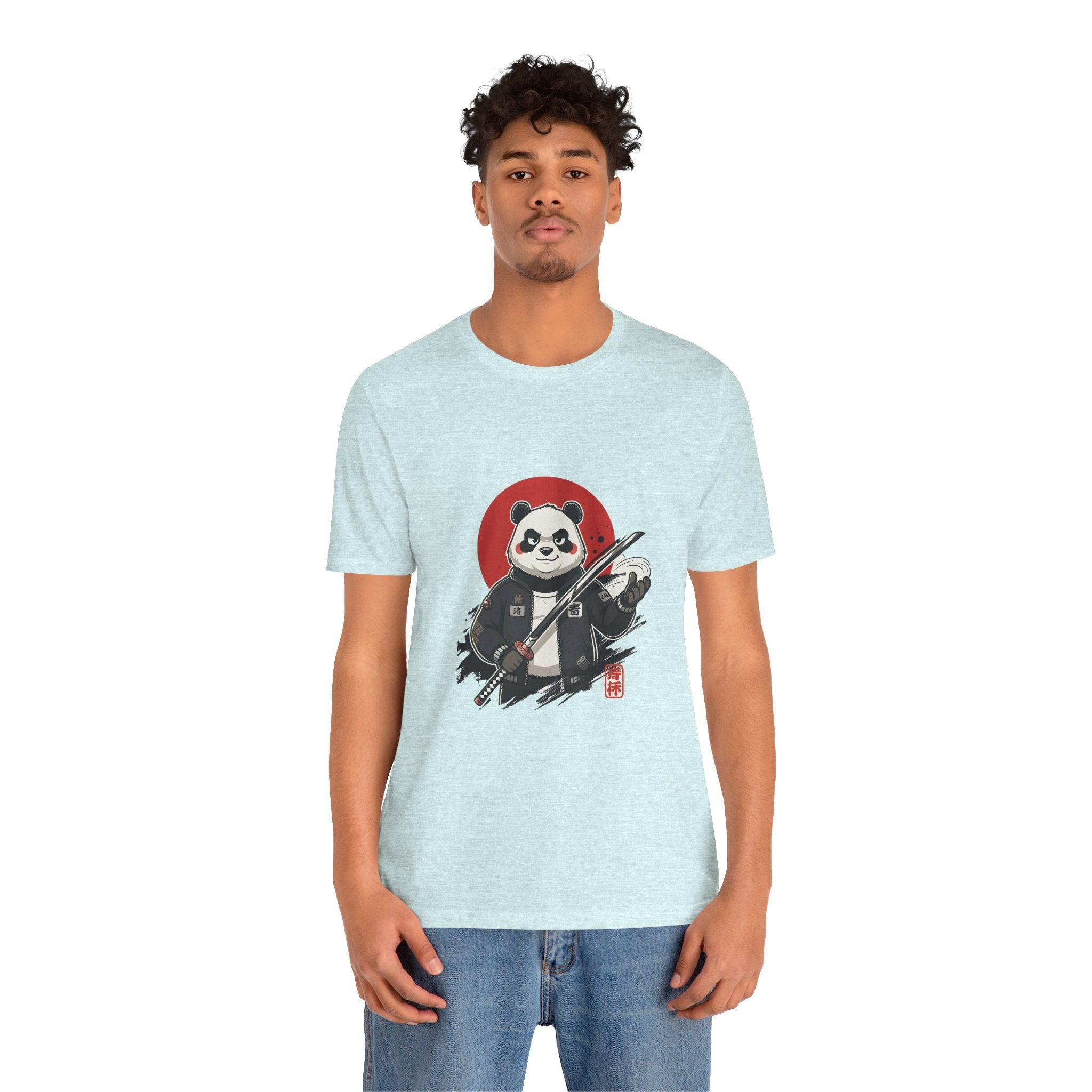 Samurai Panda T-Shirt — Cute Warrior Graphic Tee with Red Sun