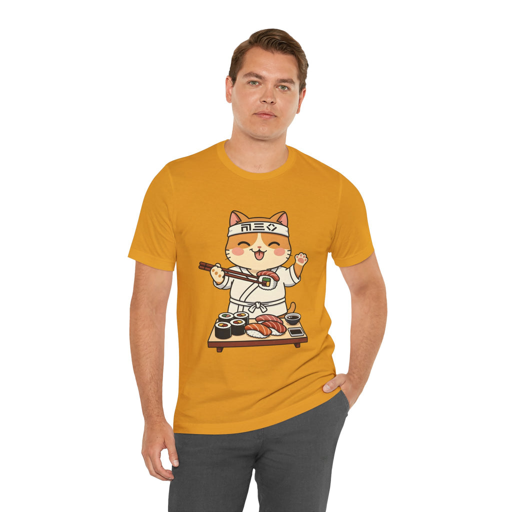 Sushi Chef Cat T‑Shirt — Cute Kawaii Cat Making Sushi Graphic Tee