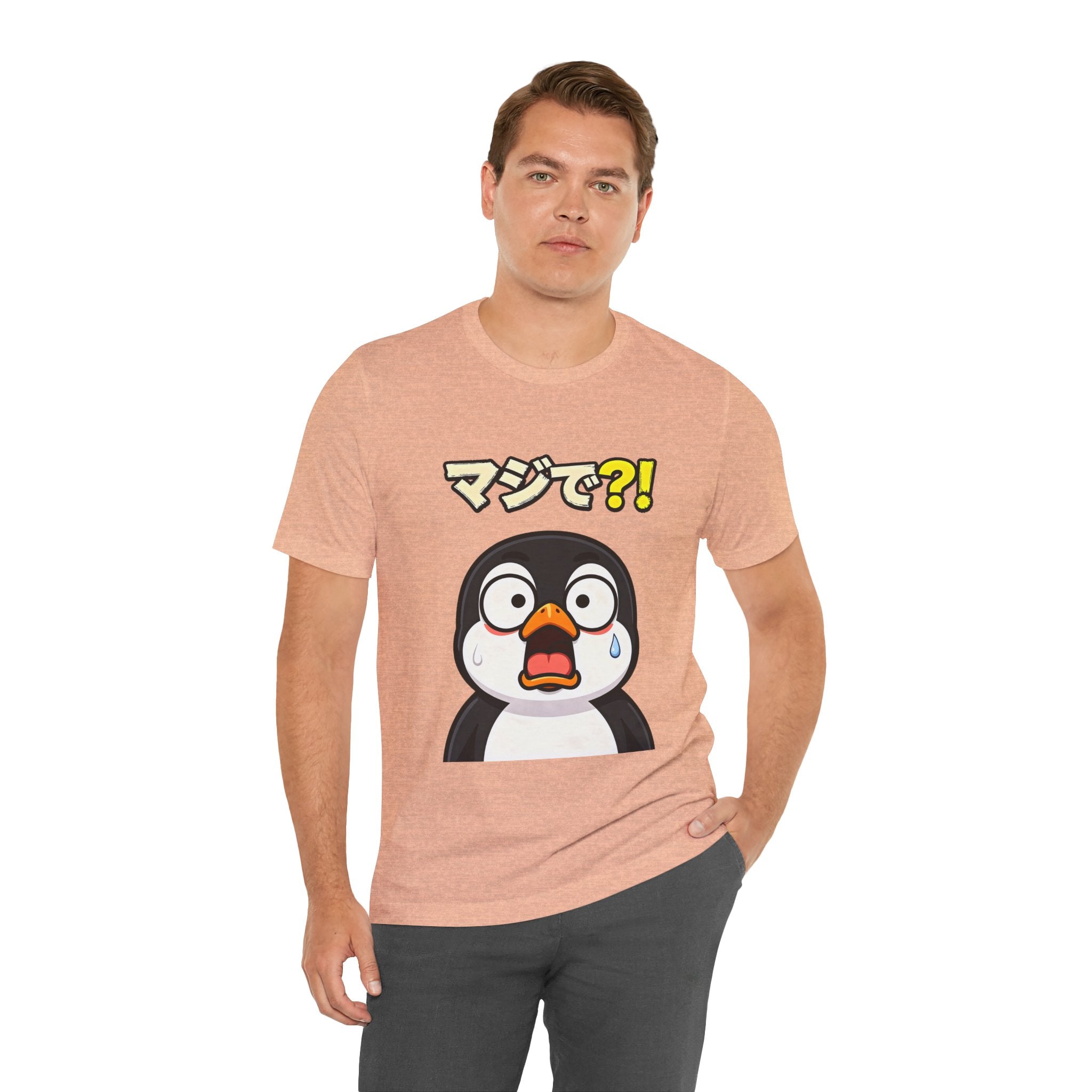Shocked Penguin Tee — Japanese “マジで?!” Cute Anime-Style Graphic T-Shirt