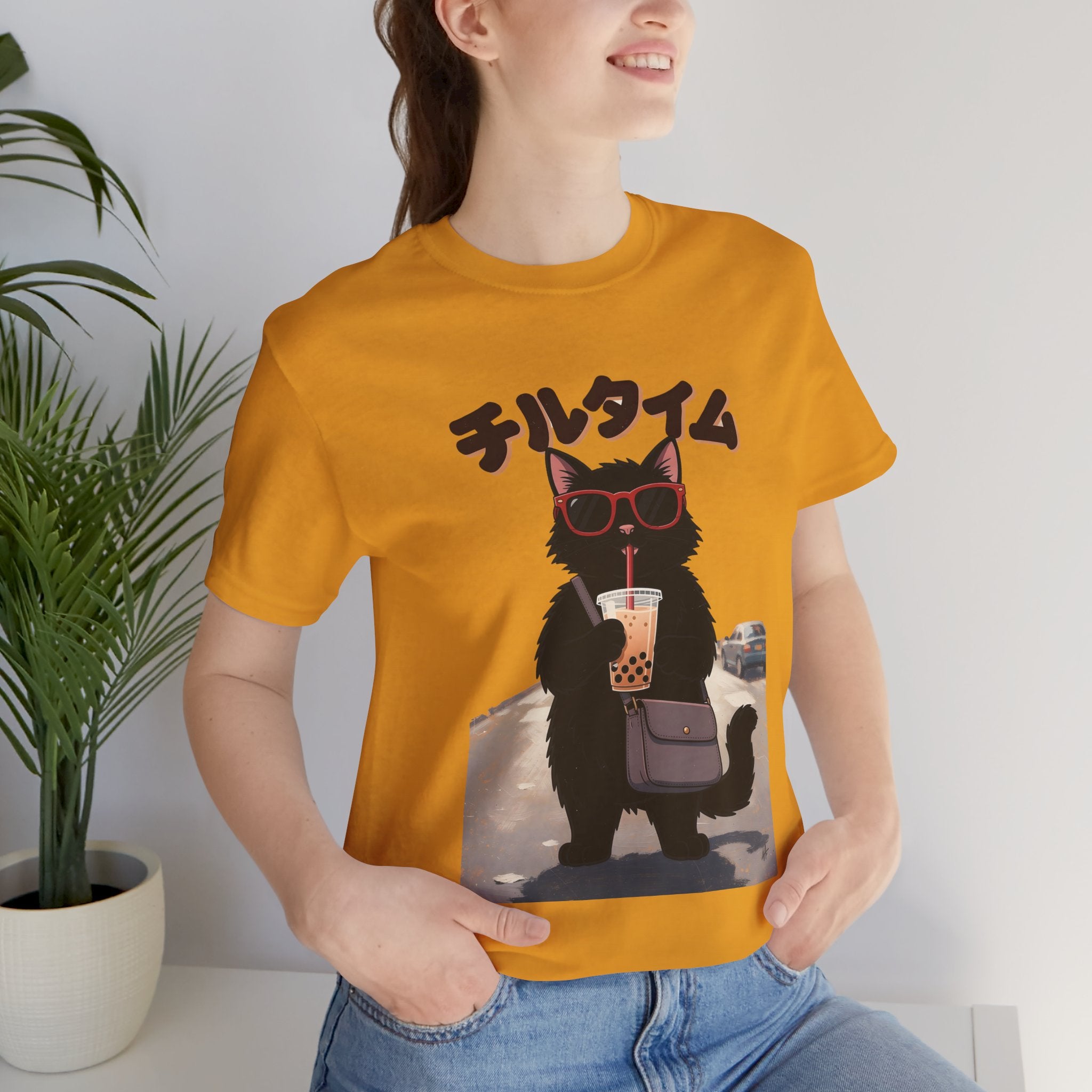 Boba Cat Tee — Cute Cat Drinking Bubble Tea Graphic T-Shirt