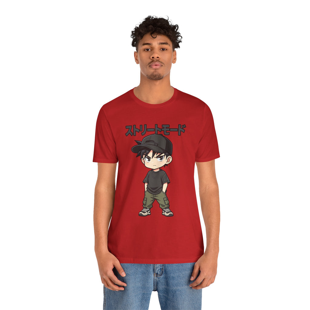 Street Mode Anime Boy T-Shirt — Japanese Text Graphic Tee