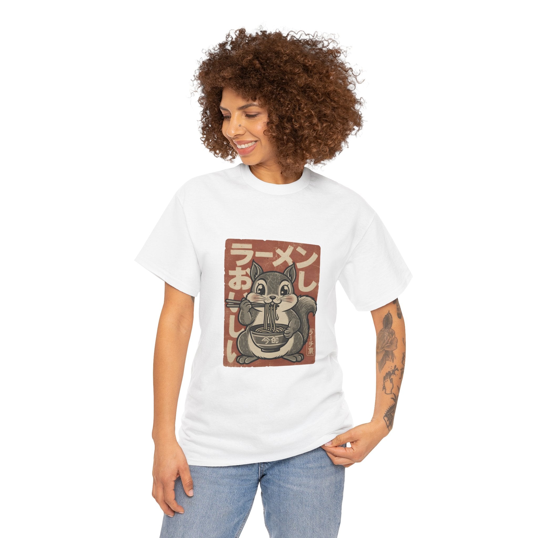 Ramen Squirrel T‑Shirt — Cute Vintage Japanese Noodle Graphic Tee