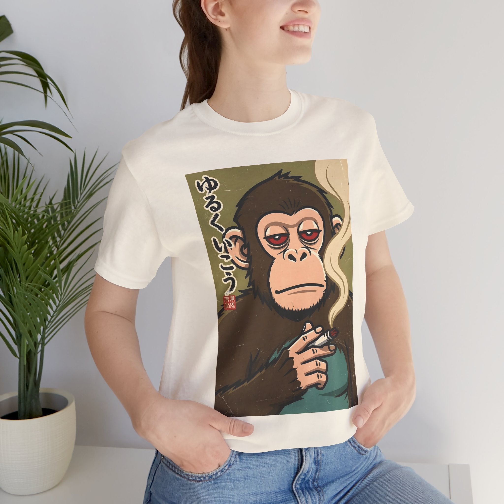 Smoking Monkey Graphic Tee — Japanese Retro Ape Illustration T-Shirt