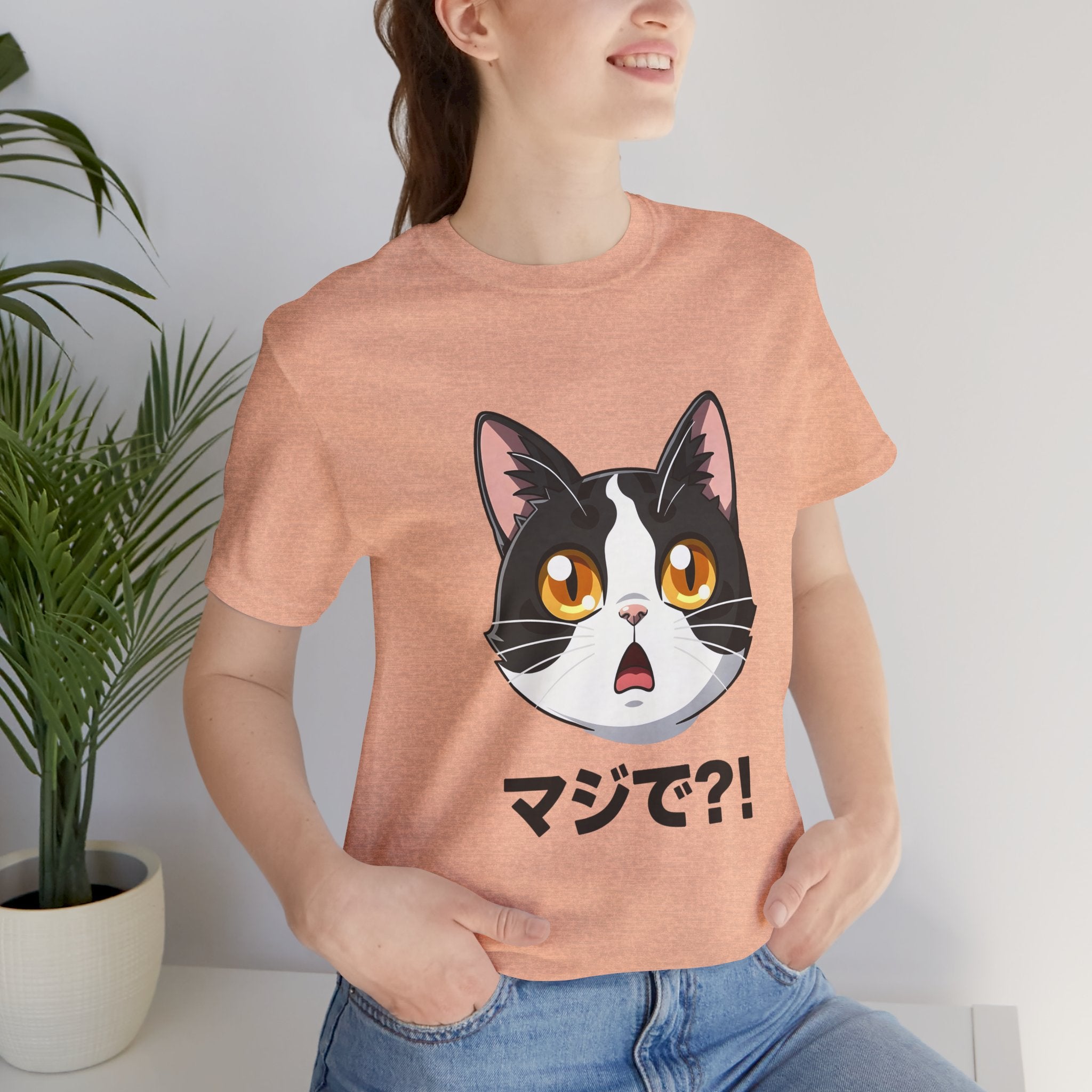 Cat Shock Face Graphic Tee — マジで?! Cute Anime Cat T-Shirt