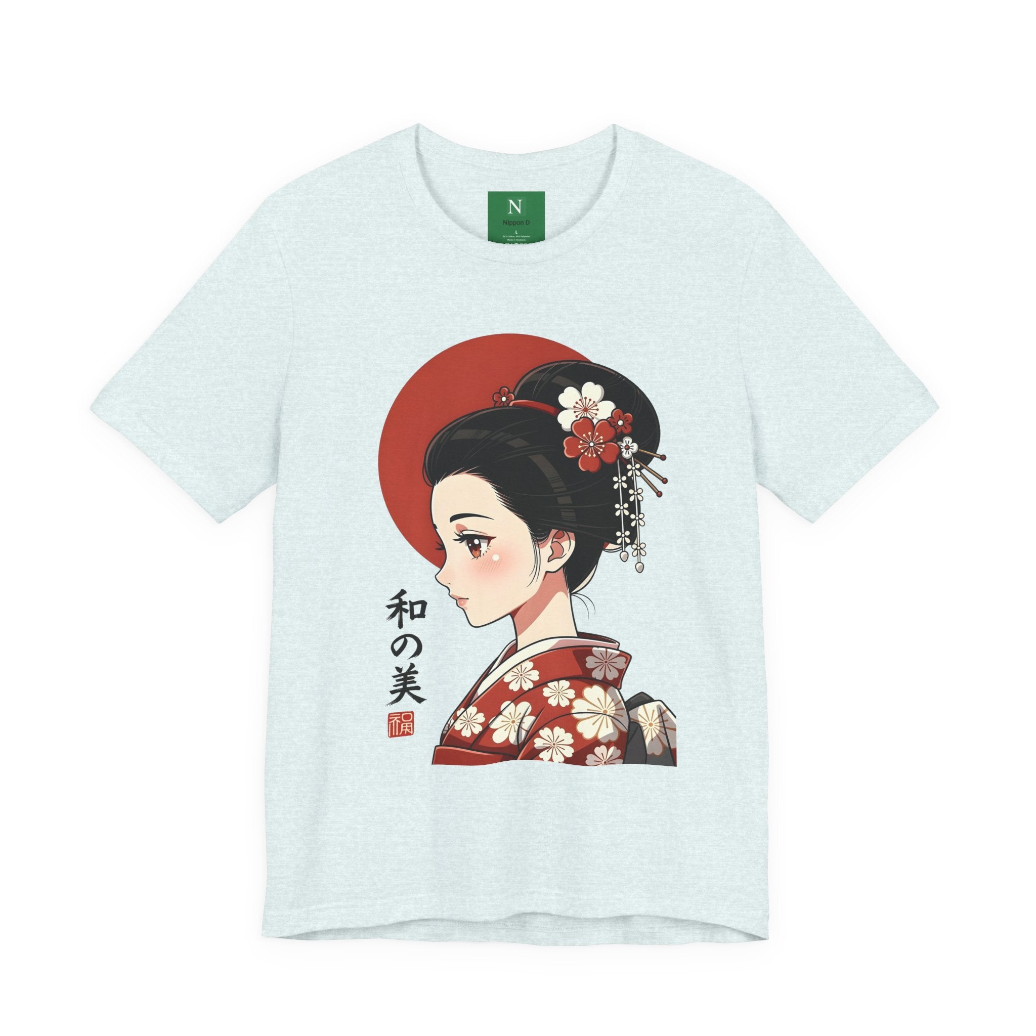 Geisha Portrait Tee — Japanese Floral Kimono Art T-Shirt