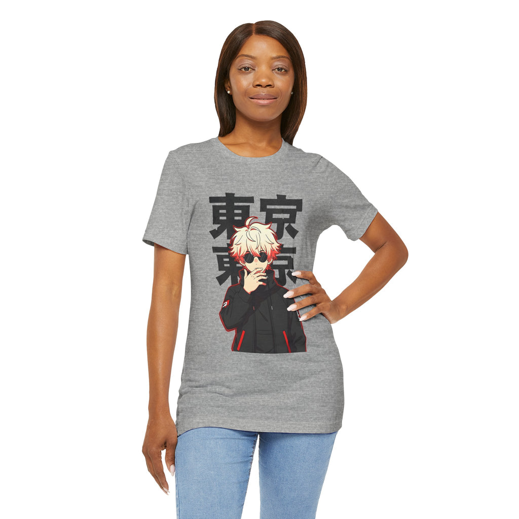 Tokyo Anime Graphic Tee — Blond Character with Kanji "東京"