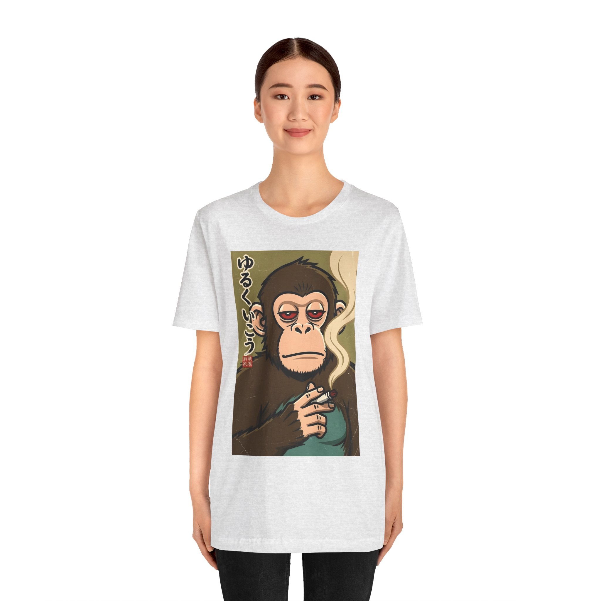Smoking Monkey Graphic Tee — Japanese Retro Ape Illustration T-Shirt