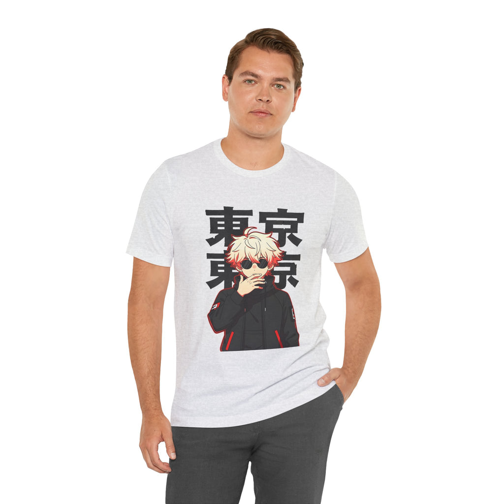 Tokyo Anime Graphic Tee — Blond Character with Kanji "東京"
