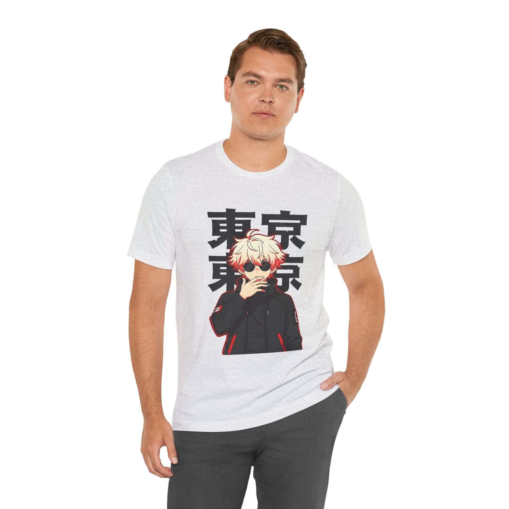 Tokyo Anime Graphic Tee — Blond Character with Kanji "東京"
