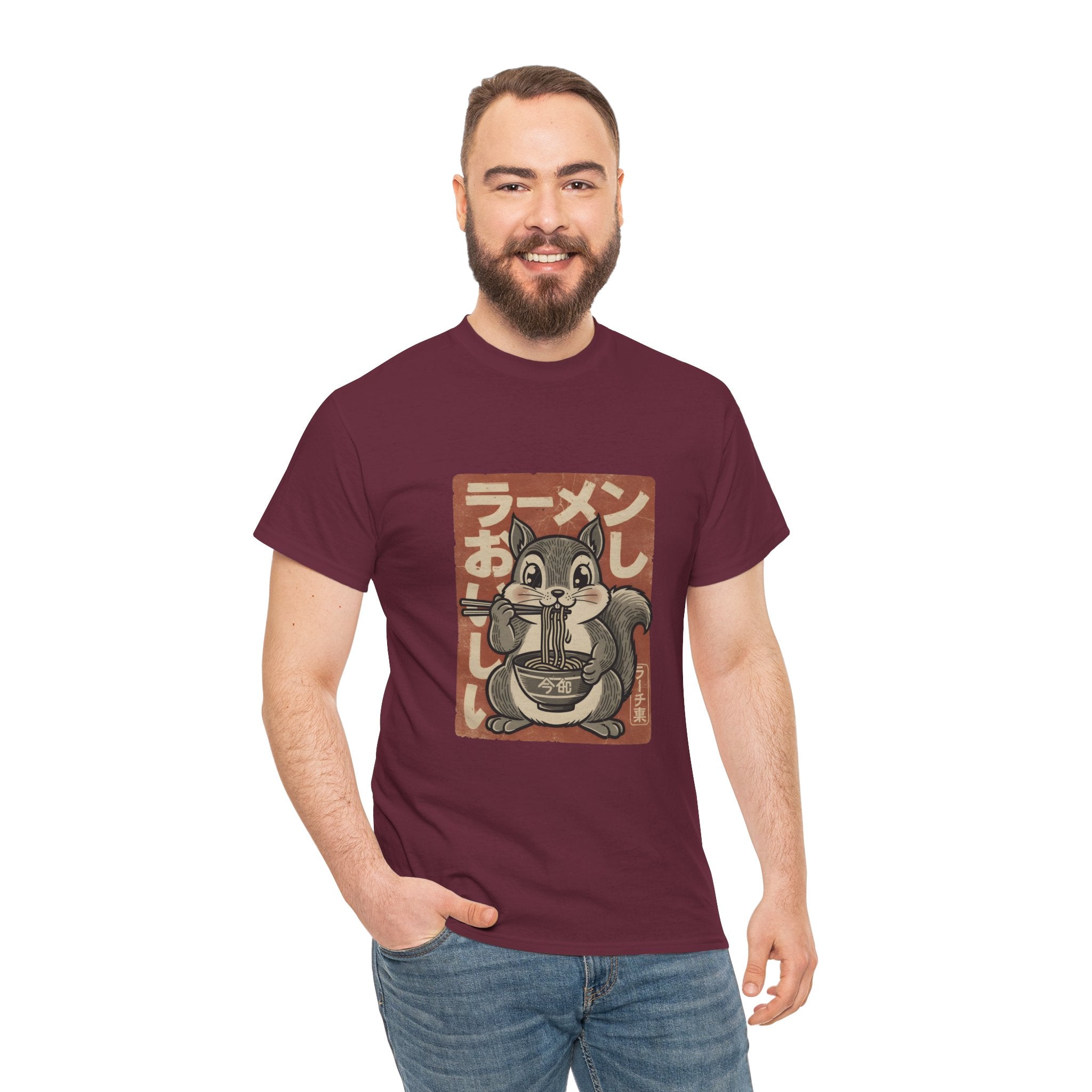 Ramen Squirrel T‑Shirt — Cute Vintage Japanese Noodle Graphic Tee