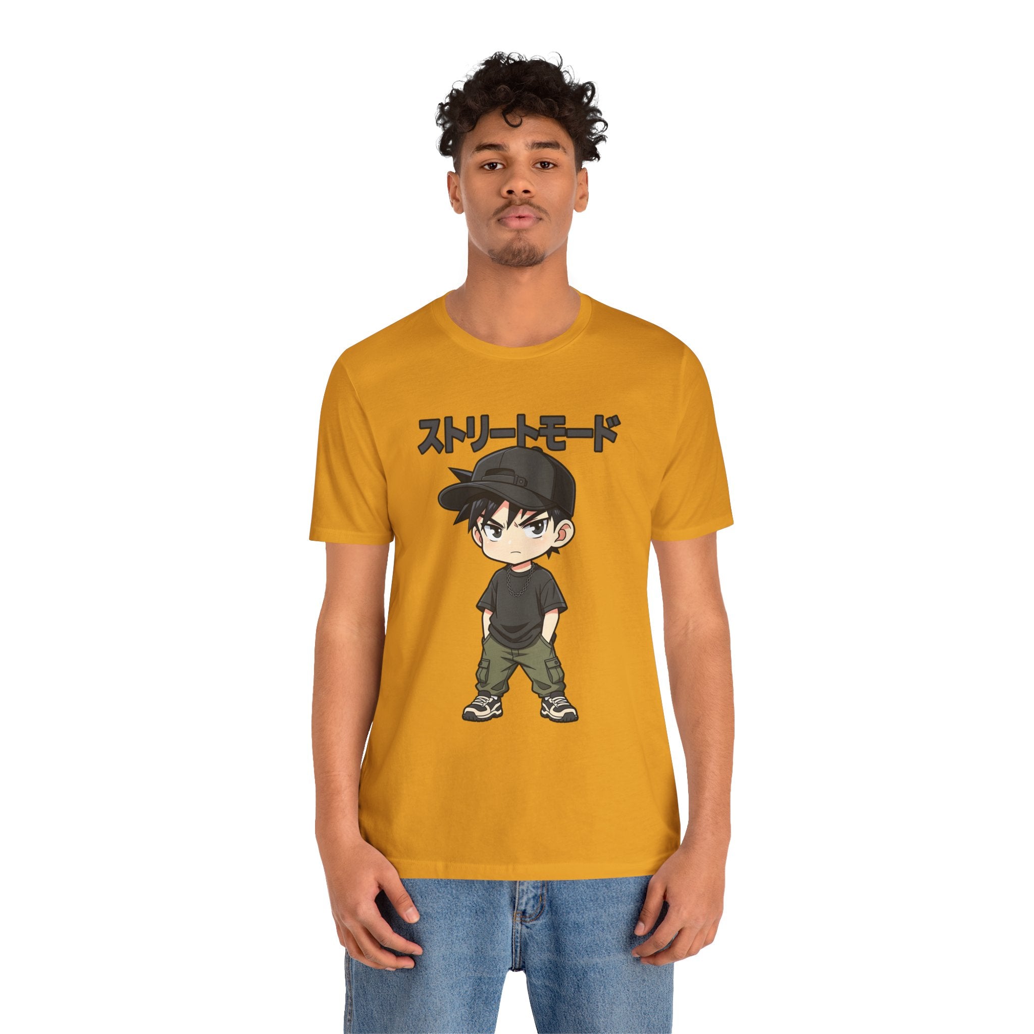 Street Mode Anime Boy T-Shirt — Japanese Text Graphic Tee