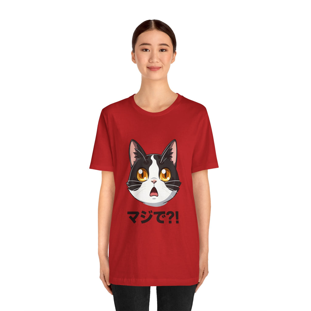 Cat Shock Face Graphic Tee — マジで?! Cute Anime Cat T-Shirt