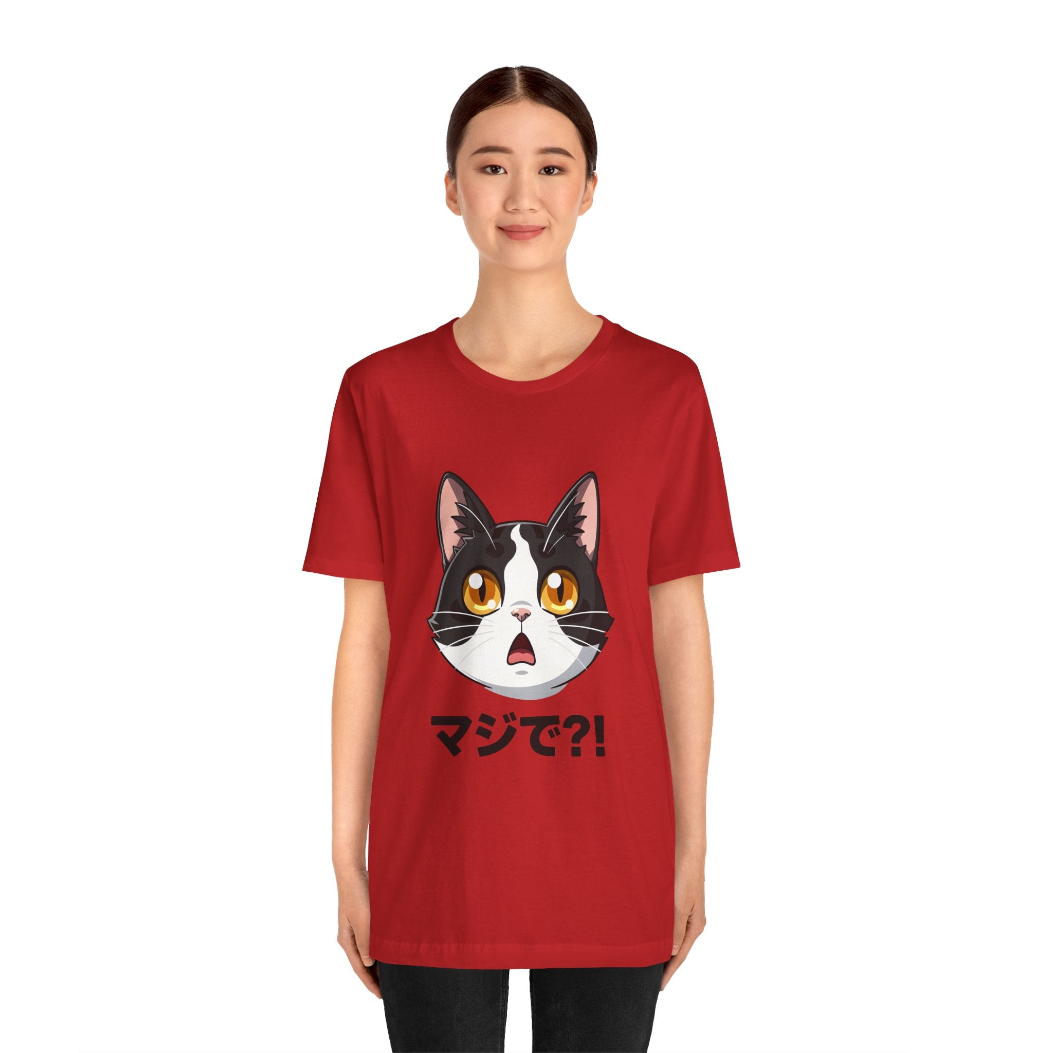 Cat Shock Face Graphic Tee — マジで?! Cute Anime Cat T-Shirt
