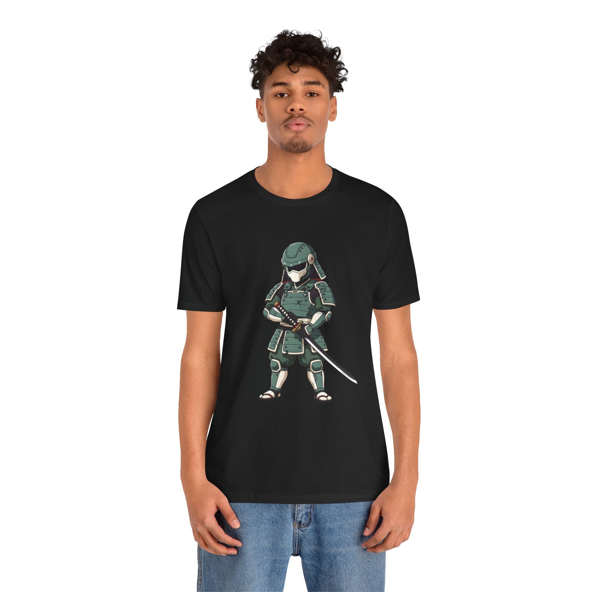 Samurai Cat T-Shirt – Cute Armored Kitty with Katana Graphic