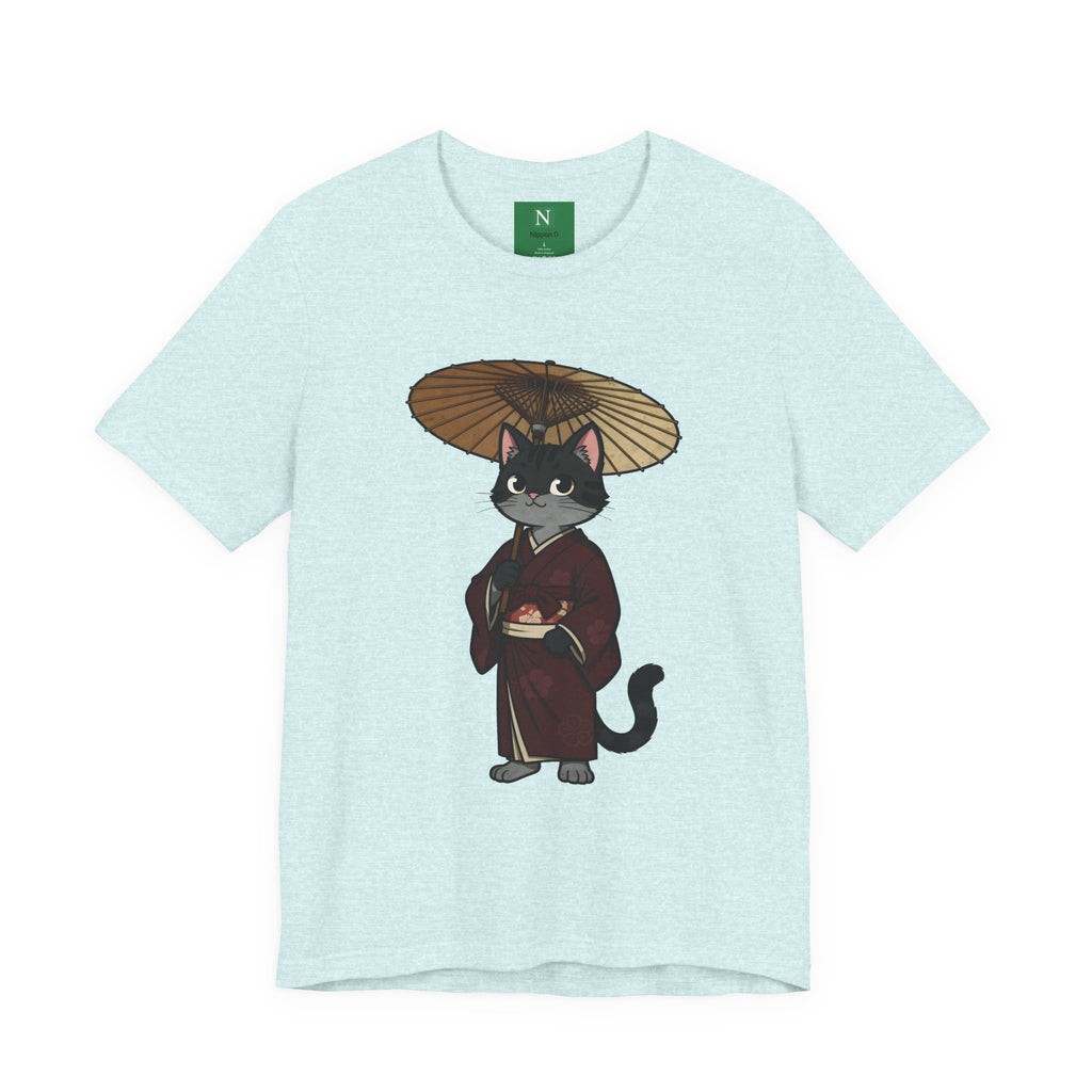 Geisha Cat Tee — Japanese Umbrella Cat Graphic T-Shirt