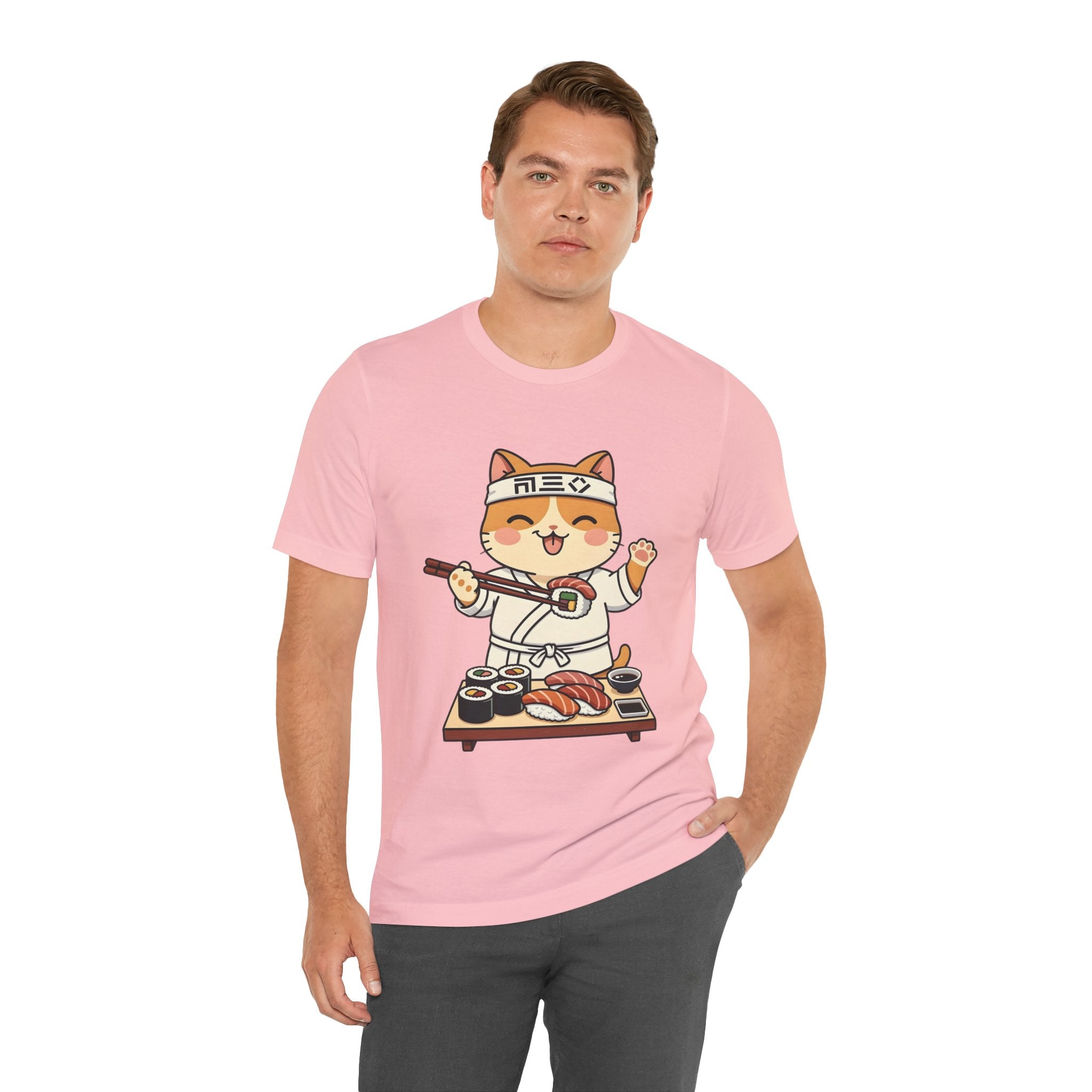 Sushi Chef Cat T‑Shirt — Cute Kawaii Cat Making Sushi Graphic Tee