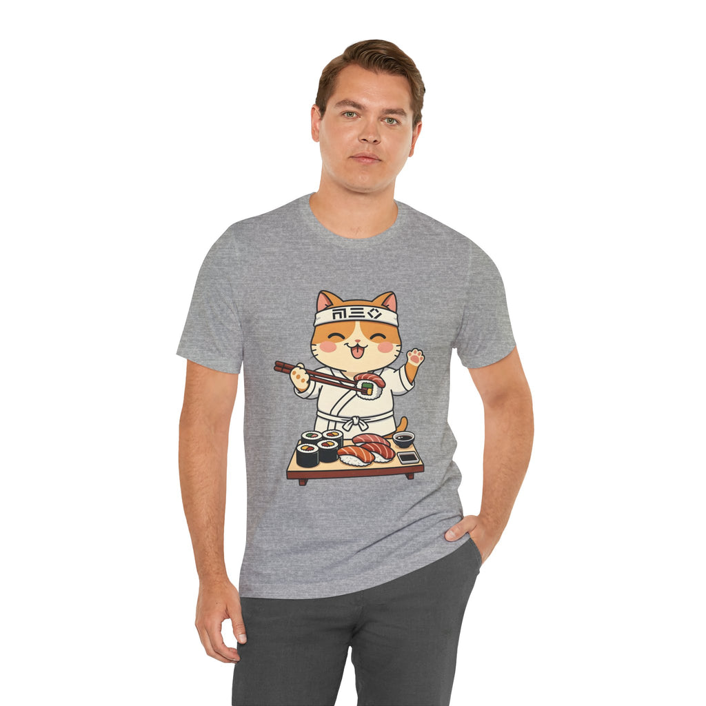 Sushi Chef Cat T‑Shirt — Cute Kawaii Cat Making Sushi Graphic Tee