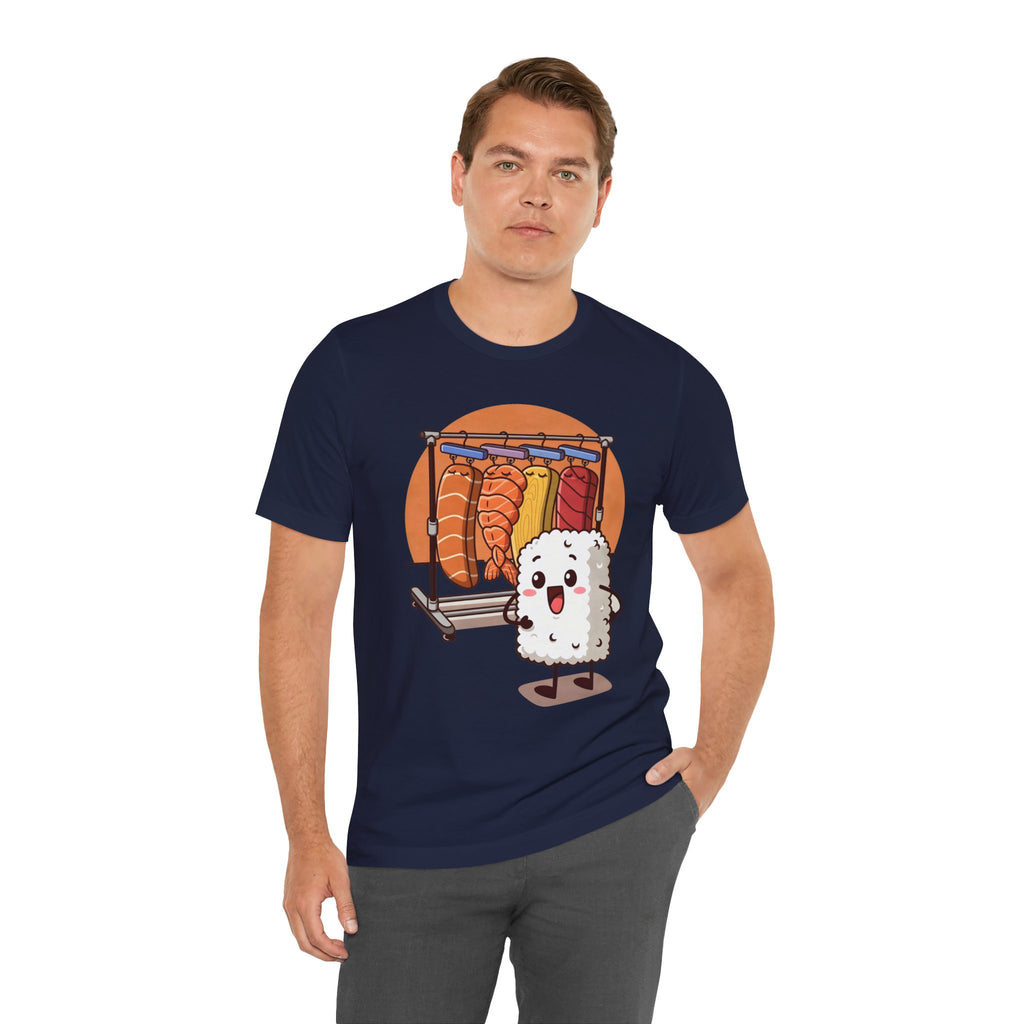 Cute Sushi Rice Cartoon T‑Shirt — Kawaii Nigiri Character Tee