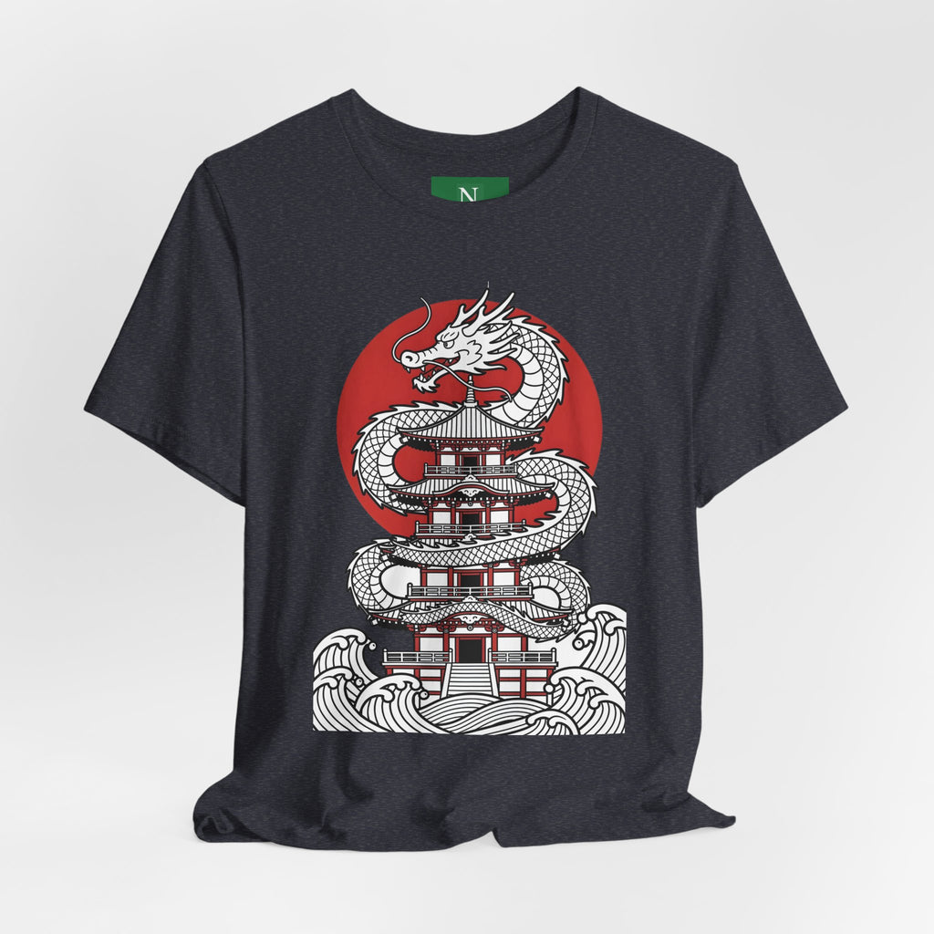Dragon Pagoda T‑Shirt — Japanese Red Sun Temple Graphic Tee