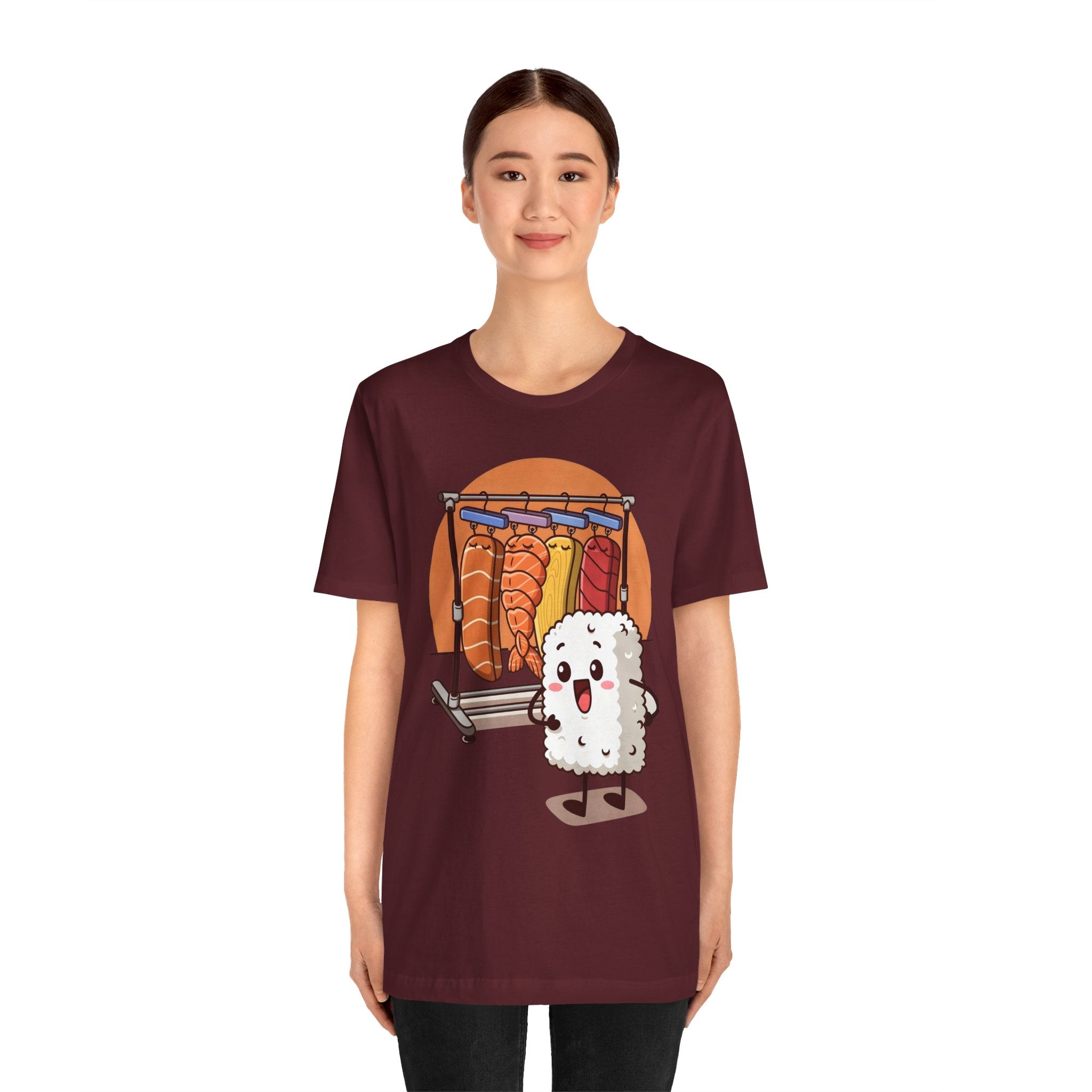 Cute Sushi Rice Cartoon T‑Shirt — Kawaii Nigiri Character Tee