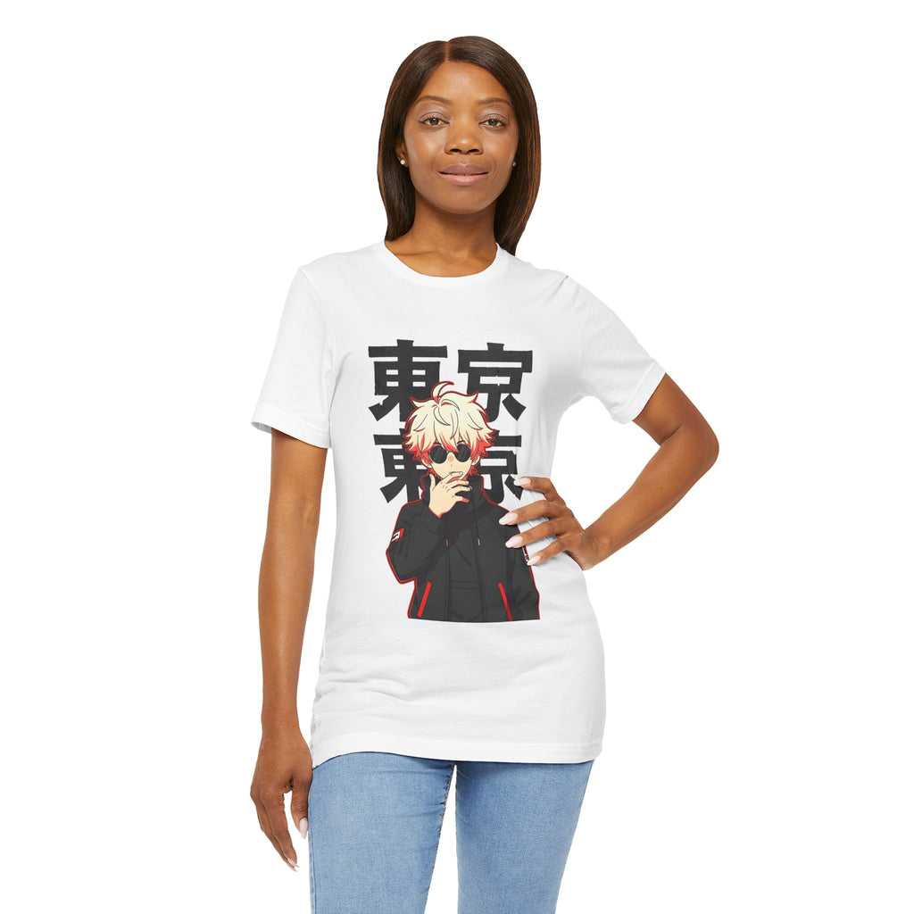 Tokyo Anime Graphic Tee — Blond Character with Kanji "東京"