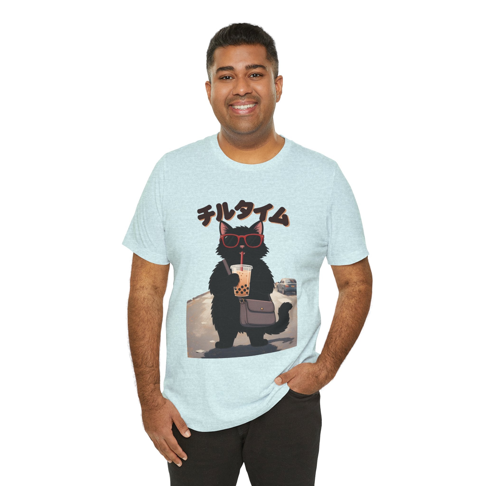 Boba Cat Tee — Cute Cat Drinking Bubble Tea Graphic T-Shirt