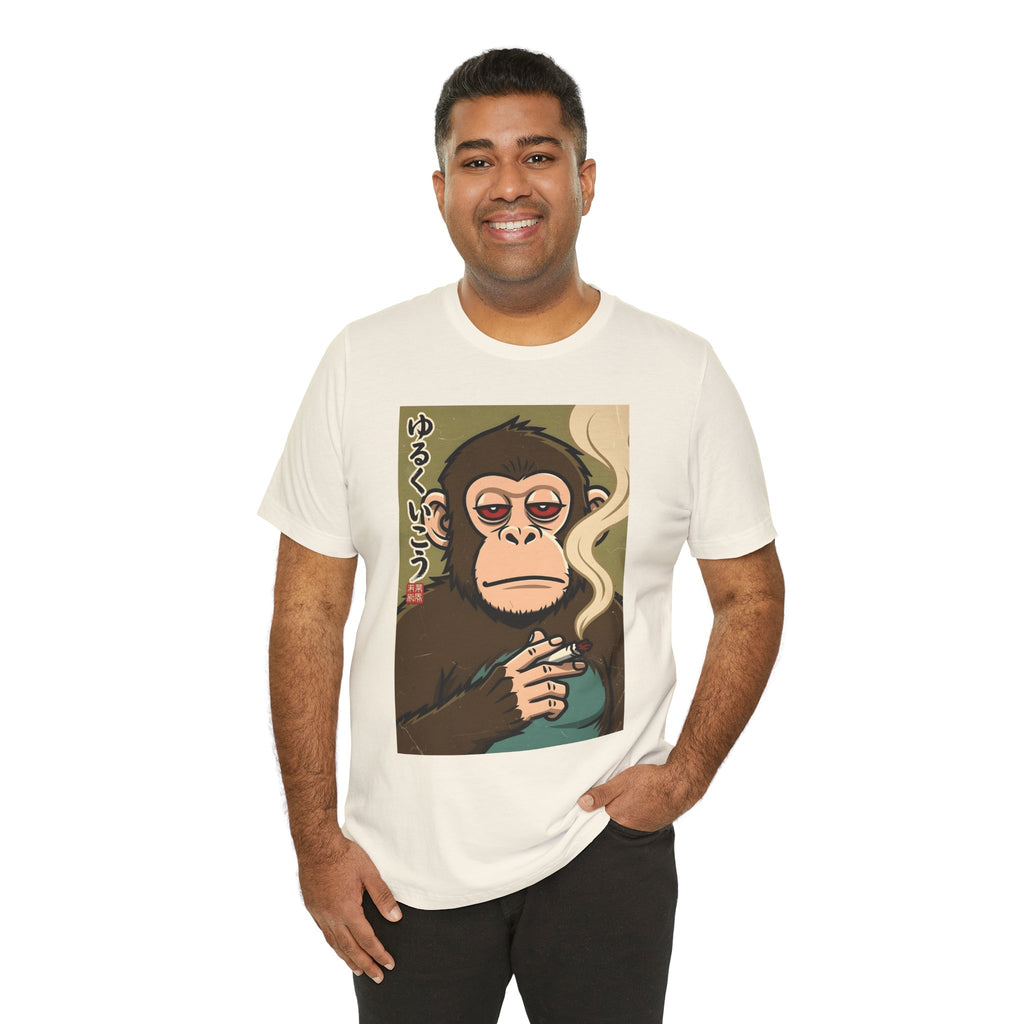 Smoking Monkey Graphic Tee — Japanese Retro Ape Illustration T-Shirt