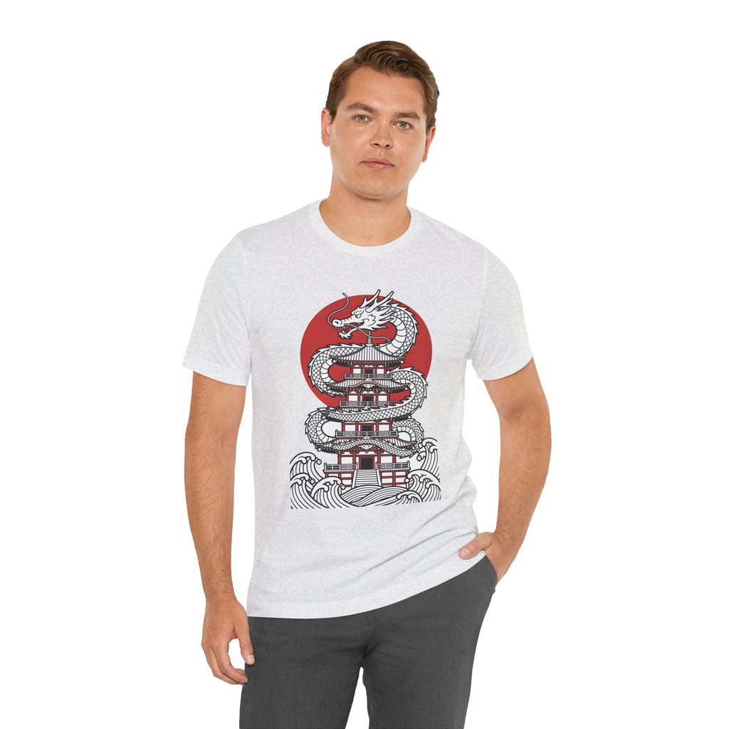 Dragon Pagoda T‑Shirt — Japanese Red Sun Temple Graphic Tee