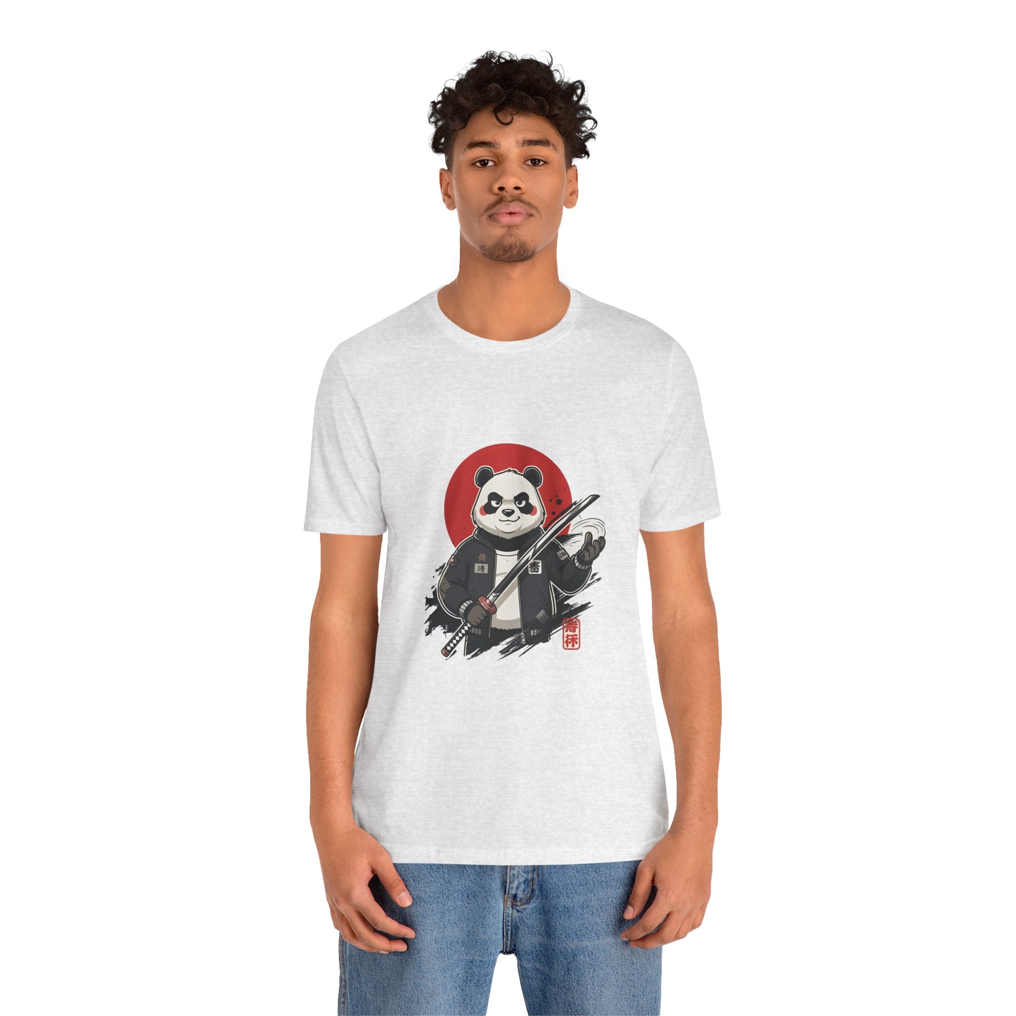 Samurai Panda T-Shirt — Cute Warrior Graphic Tee with Red Sun