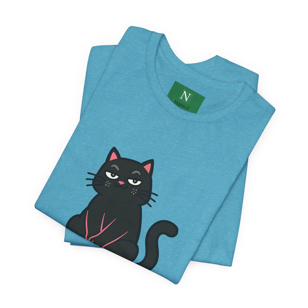 Black Cat Tee with Japanese Text — 'Mita Me wa Ii, Kimochi wa Sore Ijo' Cute Kawaii Graphic T-Shirt