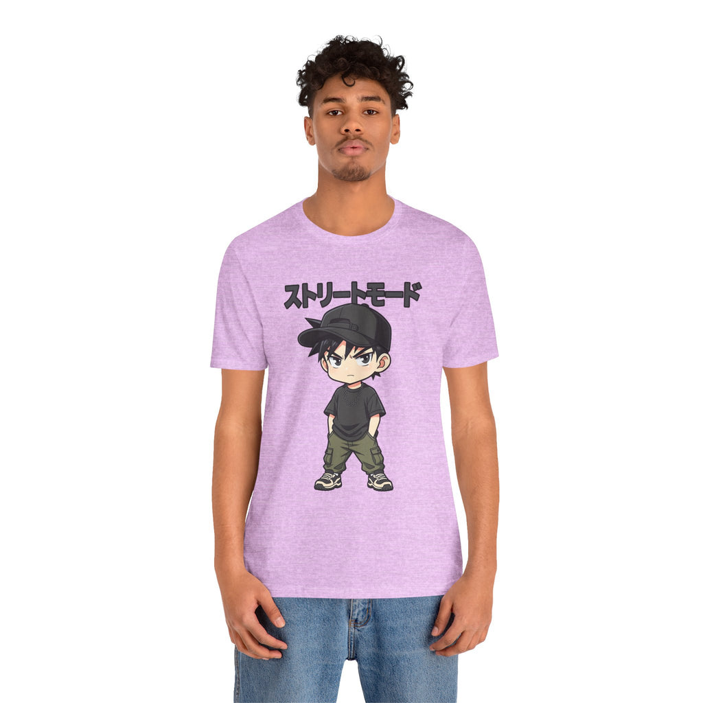 Street Mode Anime Boy T-Shirt — Japanese Text Graphic Tee