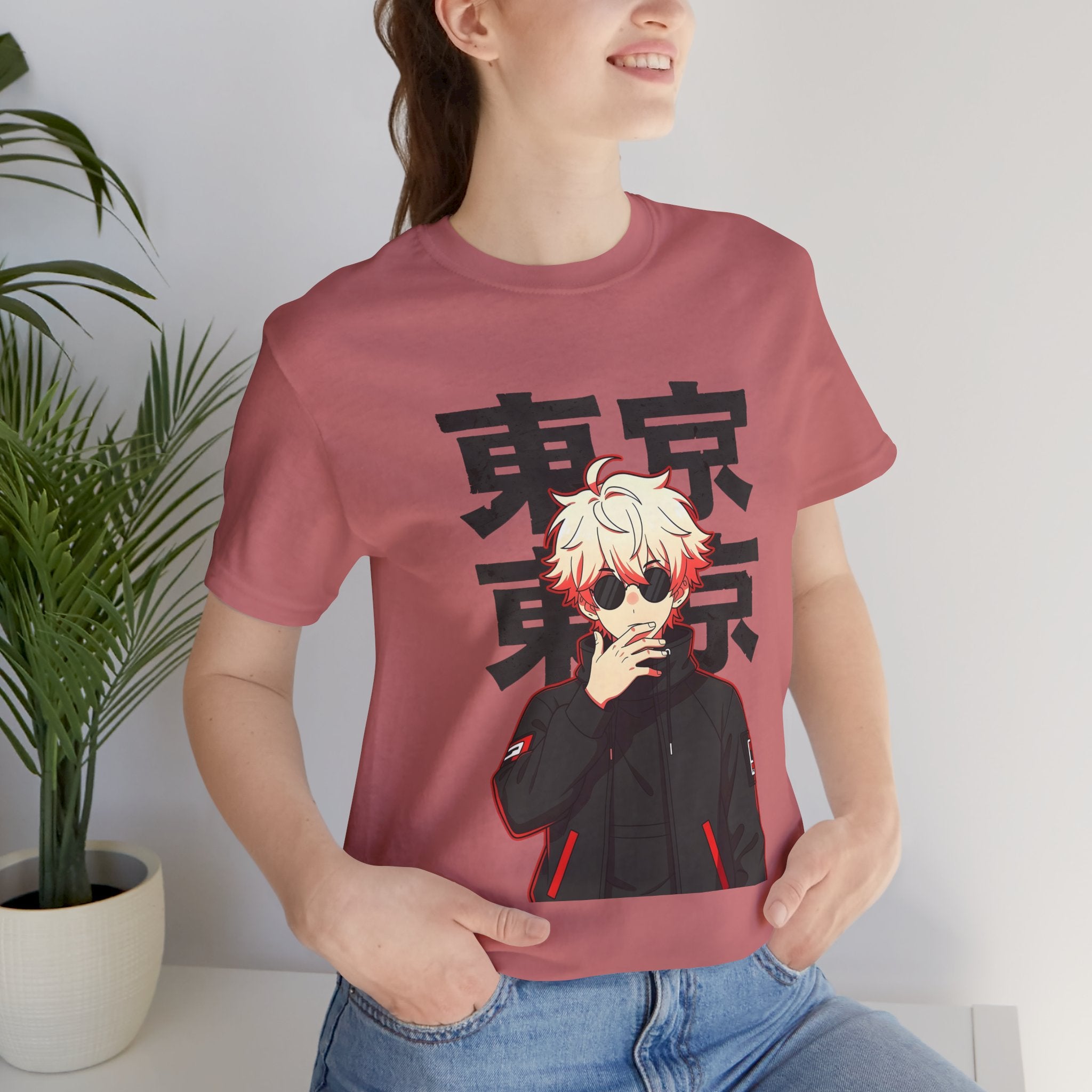 Tokyo Anime Graphic Tee — Blond Character with Kanji "東京"
