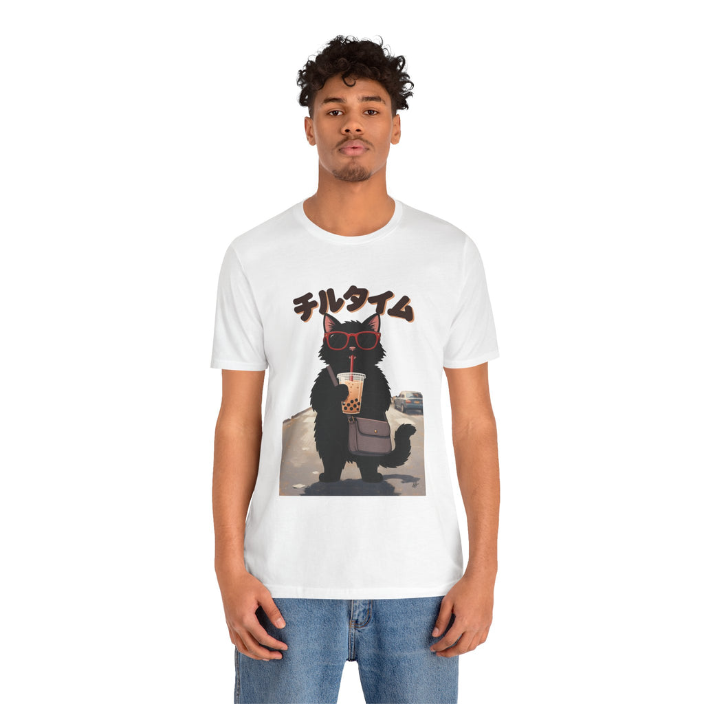 Boba Cat Tee — Cute Cat Drinking Bubble Tea Graphic T-Shirt