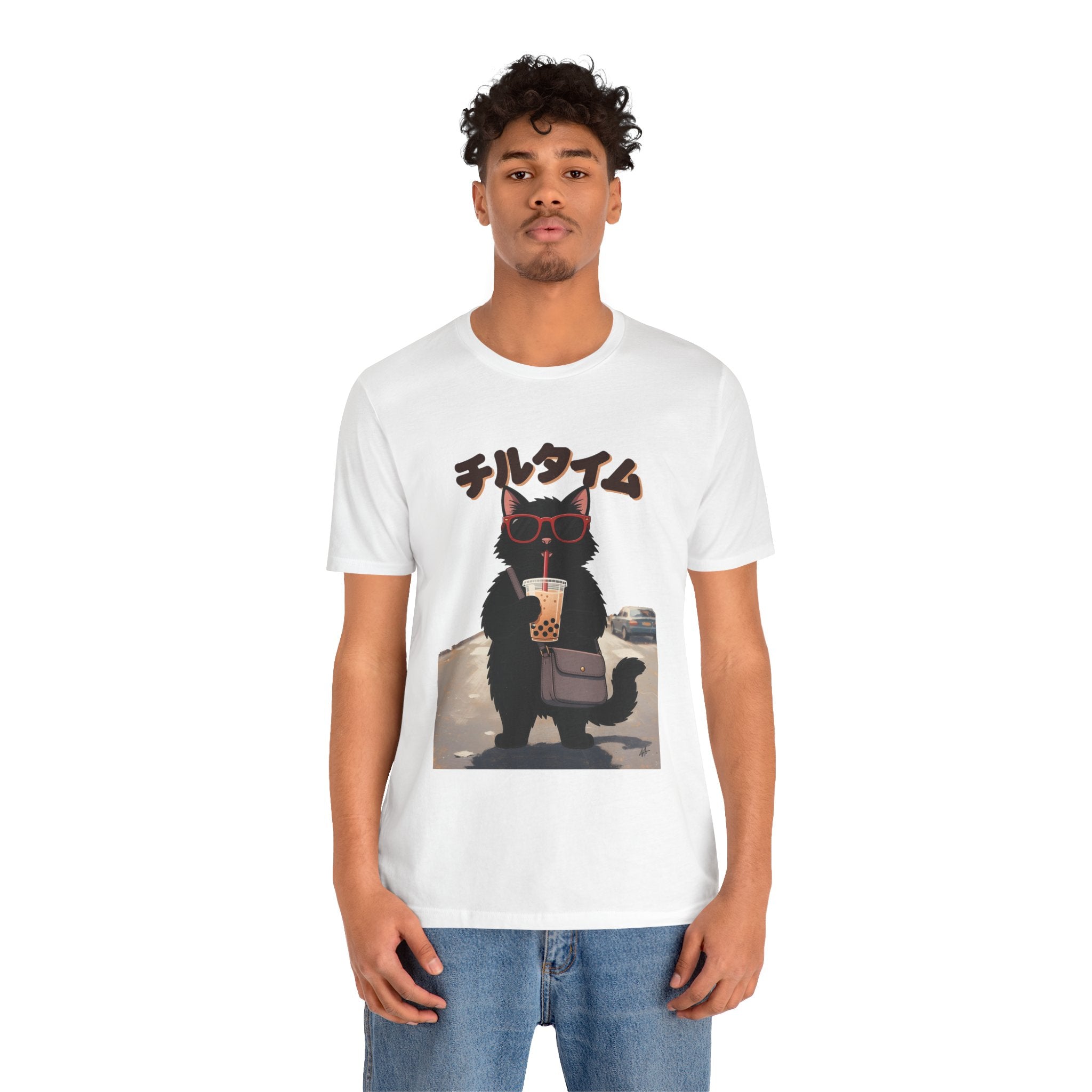 Boba Cat Tee — Cute Cat Drinking Bubble Tea Graphic T-Shirt