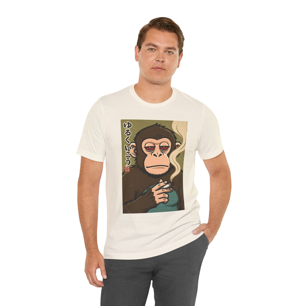 Smoking Monkey Graphic Tee — Japanese Retro Ape Illustration T-Shirt