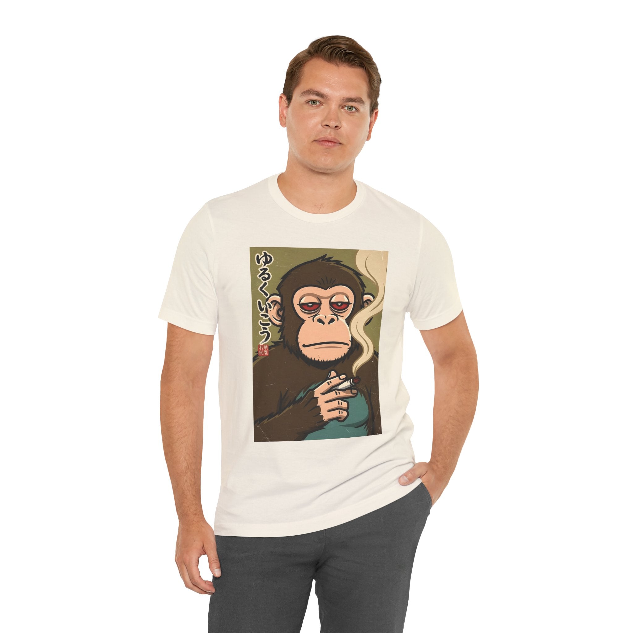 Smoking Monkey Graphic Tee — Japanese Retro Ape Illustration T-Shirt