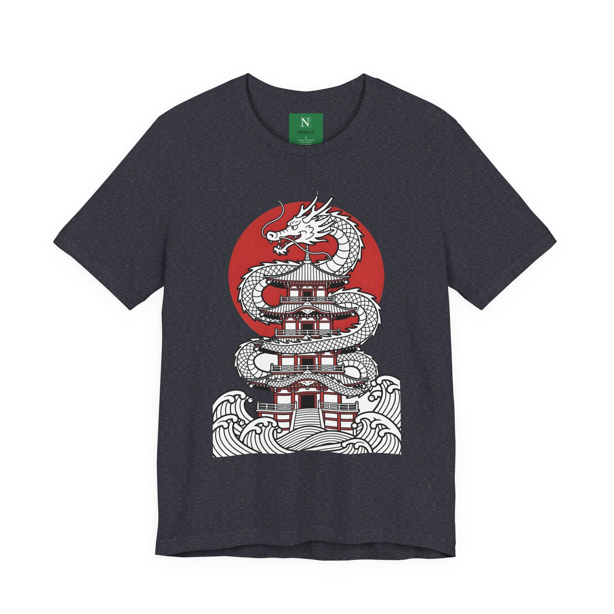 Dragon Pagoda T‑Shirt — Japanese Red Sun Temple Graphic Tee