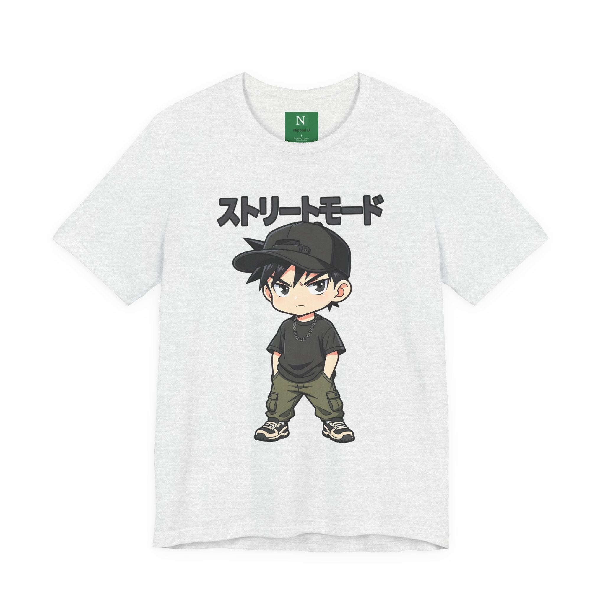 Street Mode Anime Boy T-Shirt — Japanese Text Graphic Tee