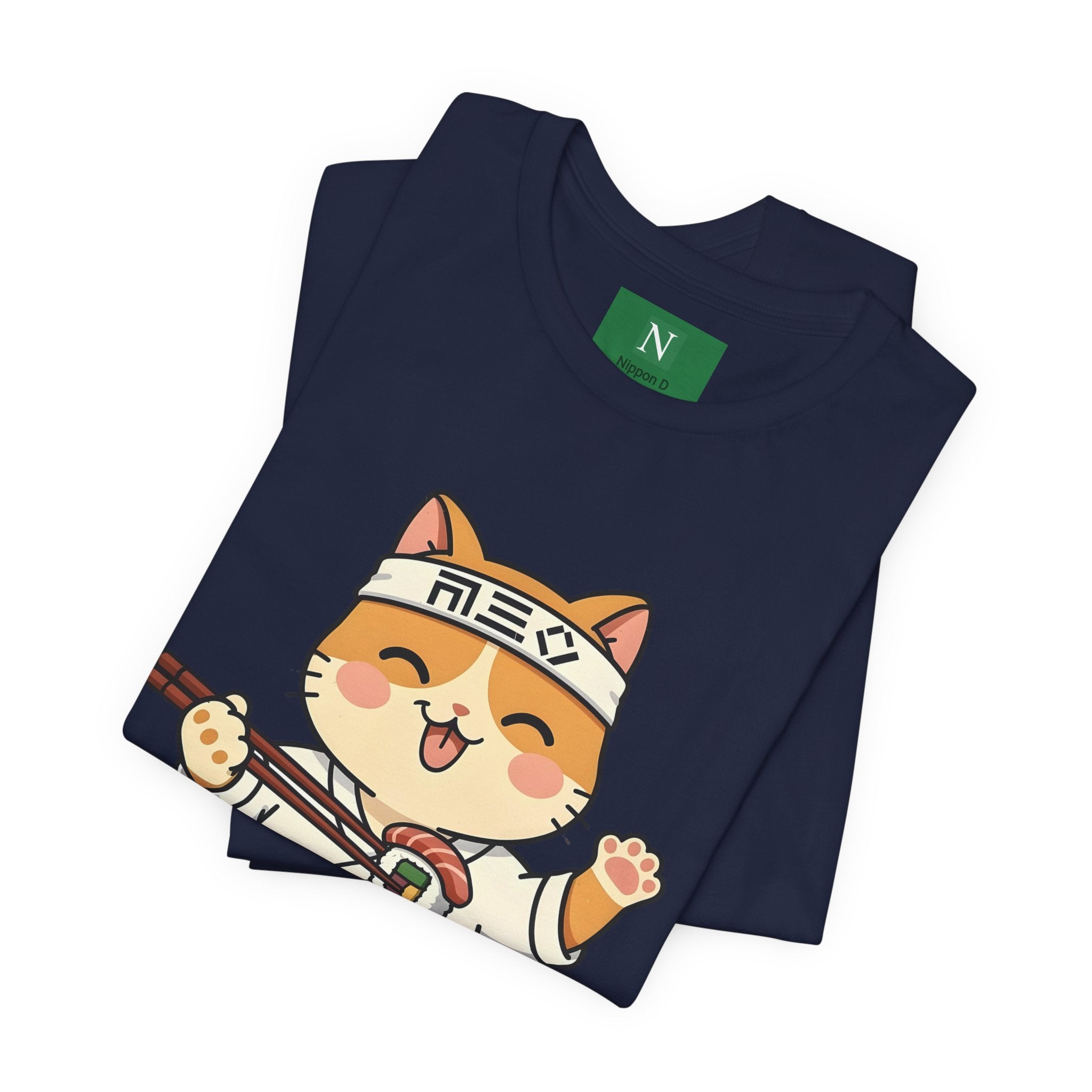 Sushi Chef Cat T‑Shirt — Cute Kawaii Cat Making Sushi Graphic Tee